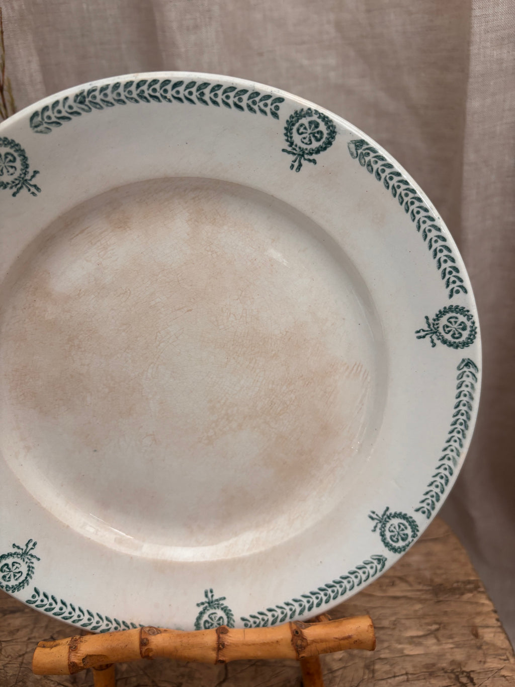 Antique French Faïence de Caires Green Transferware Plate