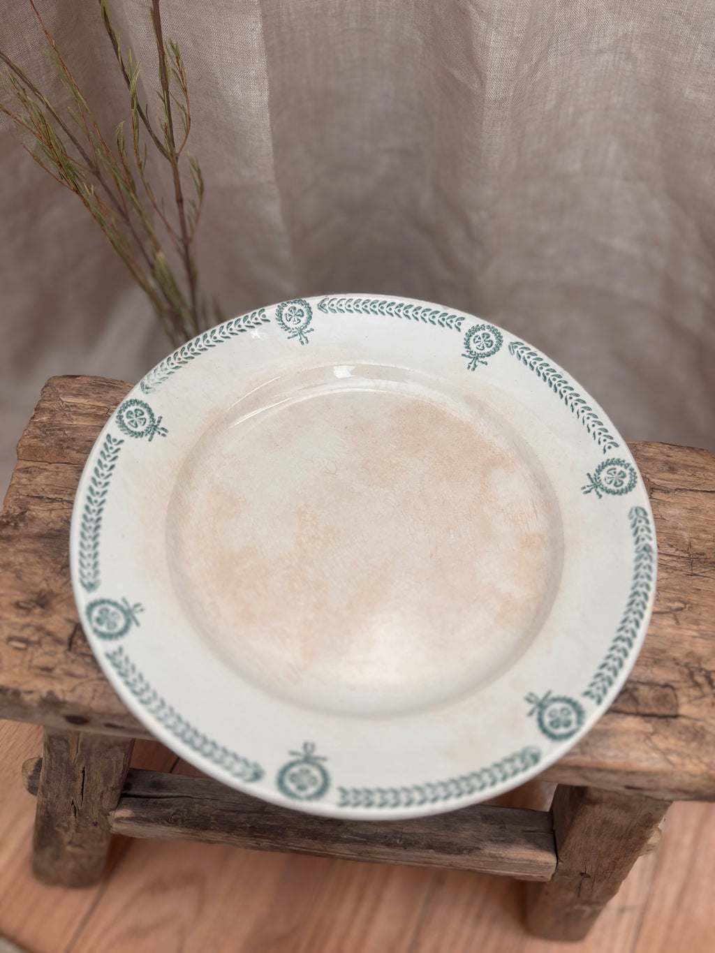 Antique French Faïence de Caires Green Transferware Plate