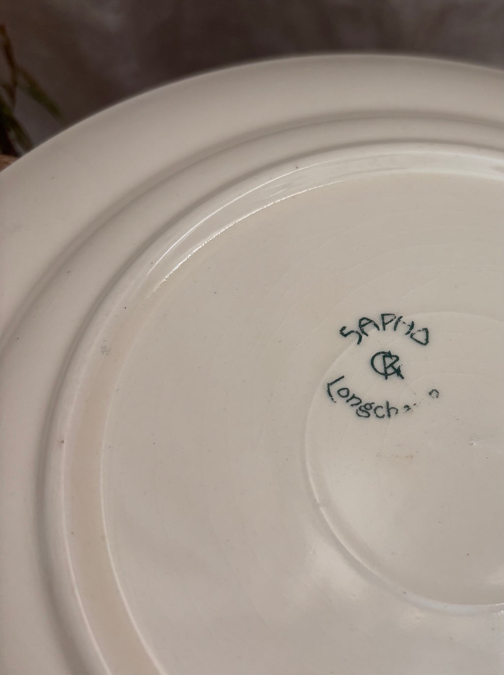 Antique French Sapin & Longchamp Green Transferware Plate