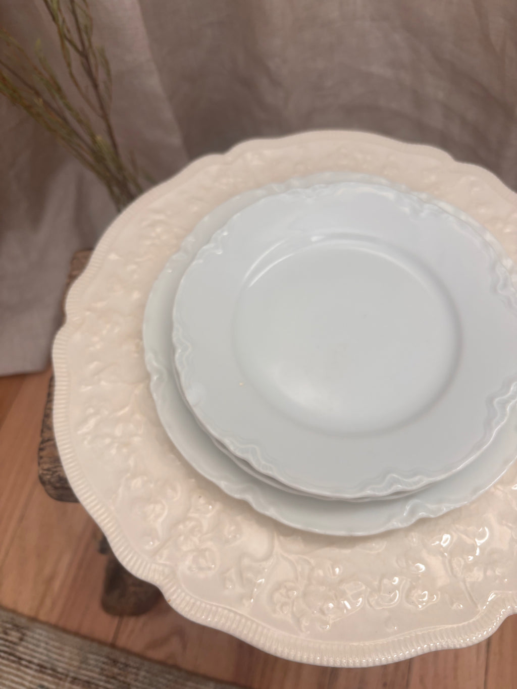 Vintage German Hutschenreuther White Porcelain Bread Plate (chipped)