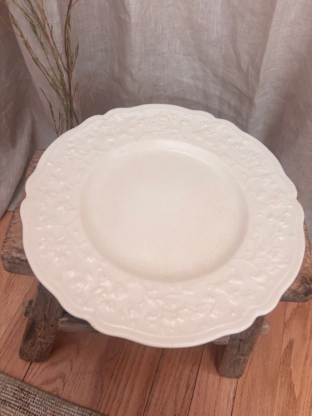 Antique Johnson Bros Old Staffordshire Floral Relief Dinner Plate