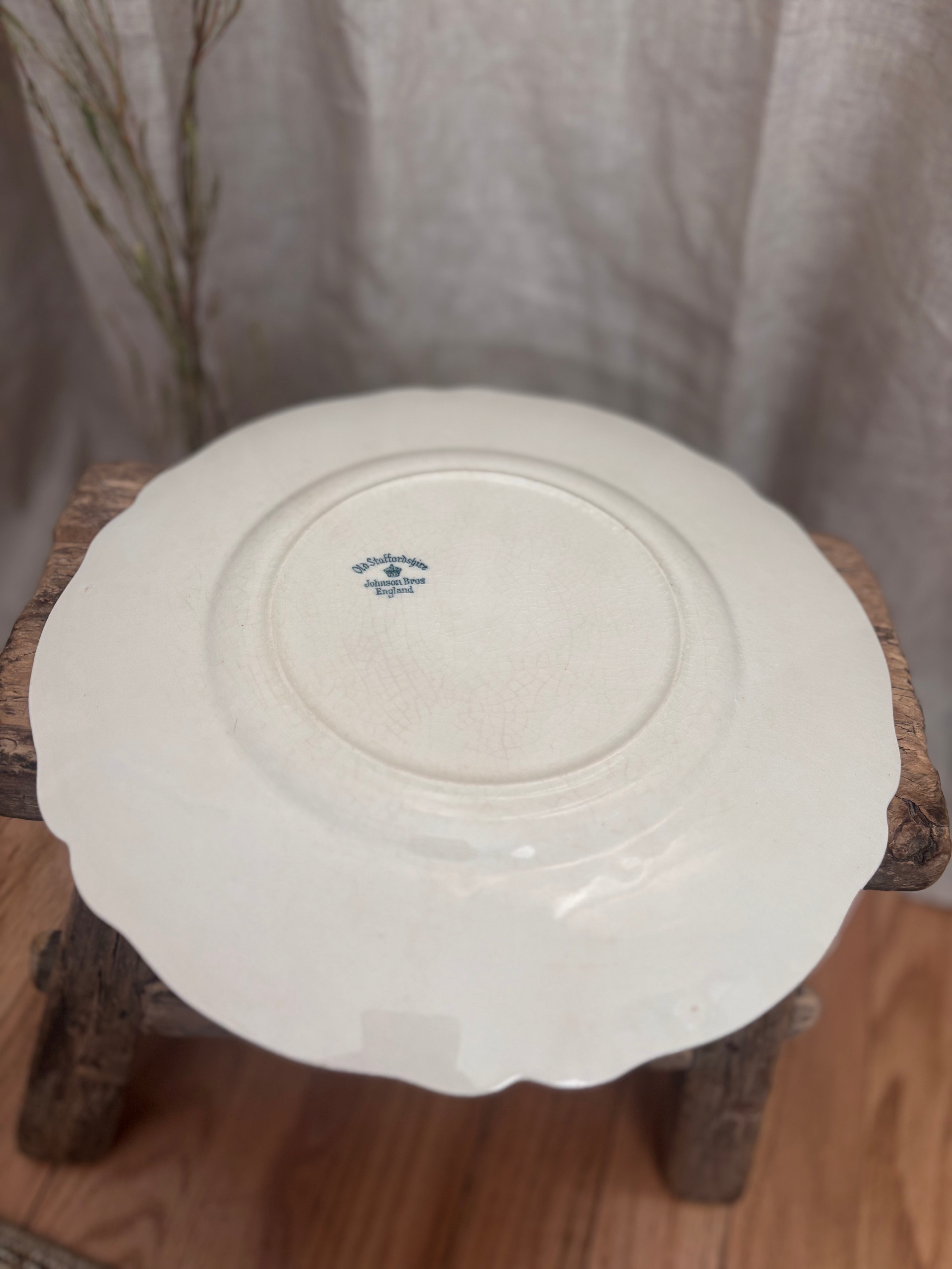 Antique Johnson Bros Old Staffordshire Floral Relief Dinner Plate
