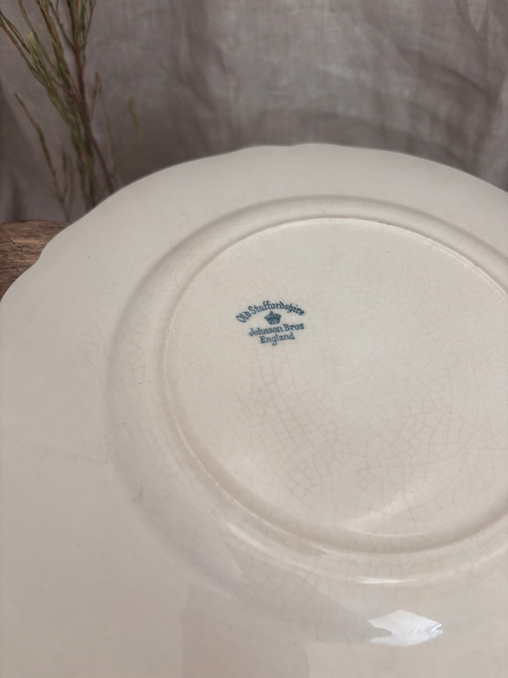 Antique Johnson Bros Old Staffordshire Floral Relief Dinner Plate