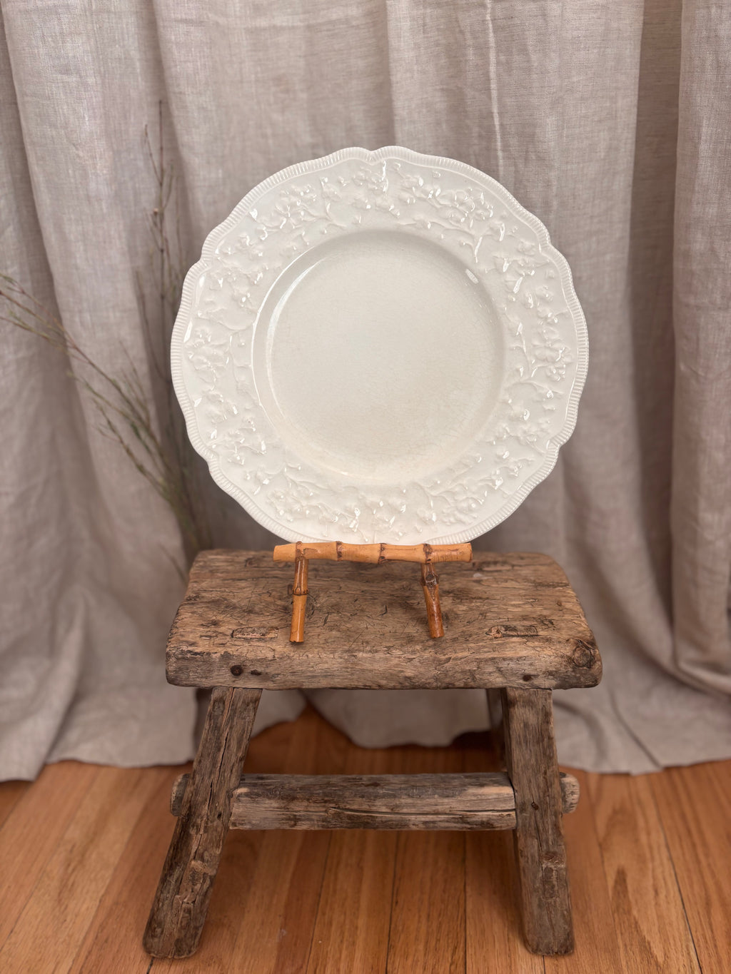 Antique Johnson Bros Old Staffordshire Floral Relief Dinner Plate