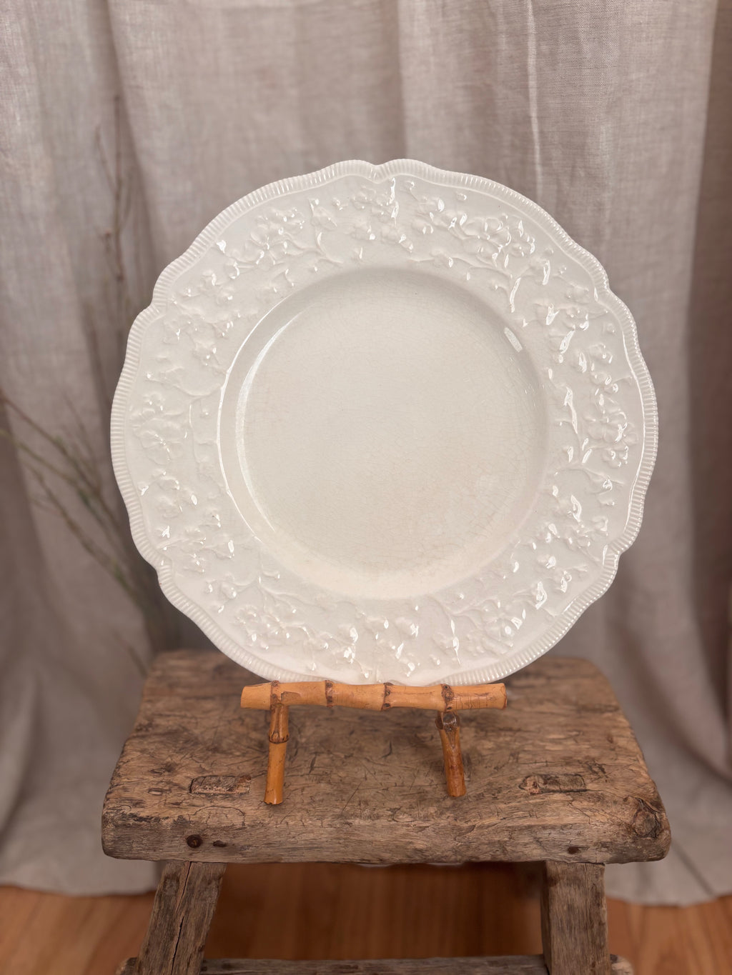 Antique Johnson Bros Old Staffordshire Floral Relief Dinner Plate
