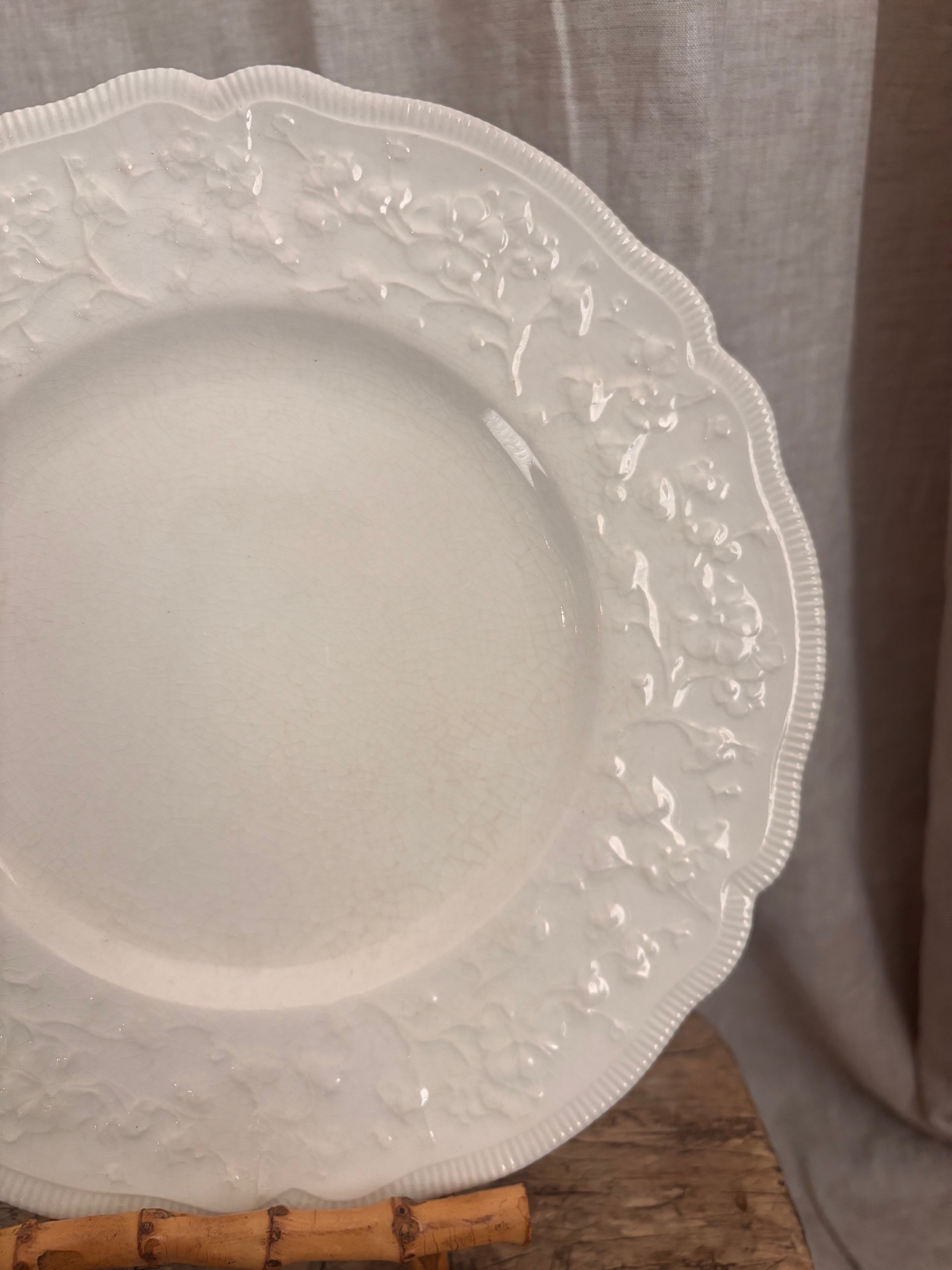 Antique Johnson Bros Old Staffordshire Floral Relief Dinner Plate