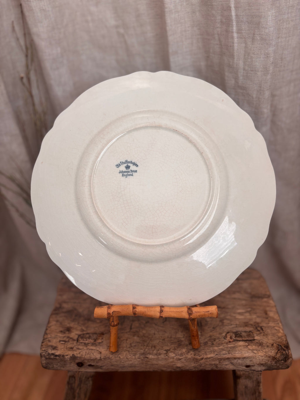 Antique Johnson Bros Old Staffordshire Floral Relief Dinner Plate