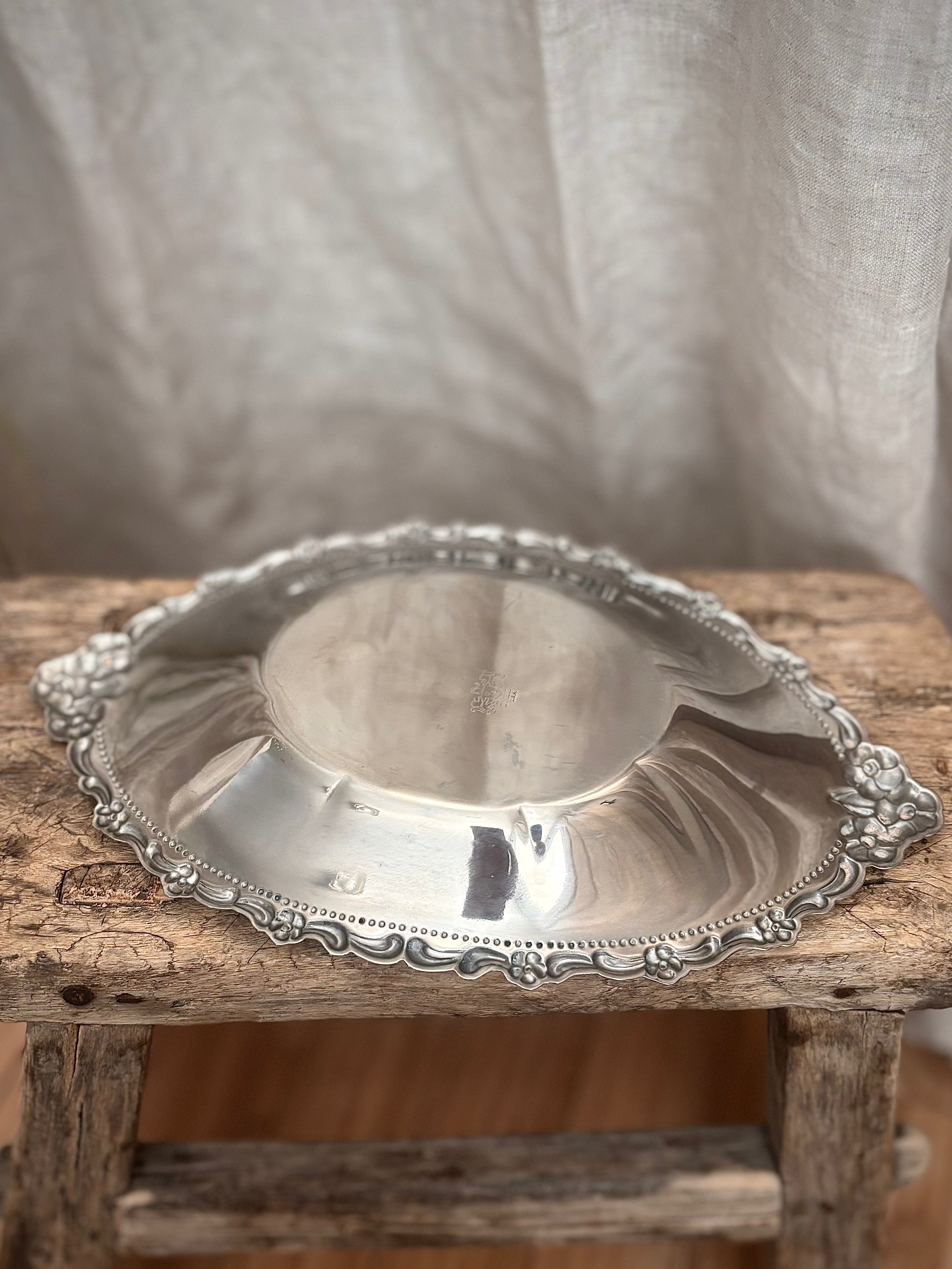 Vintage Oneida Silverplate Floral Catchall Dish