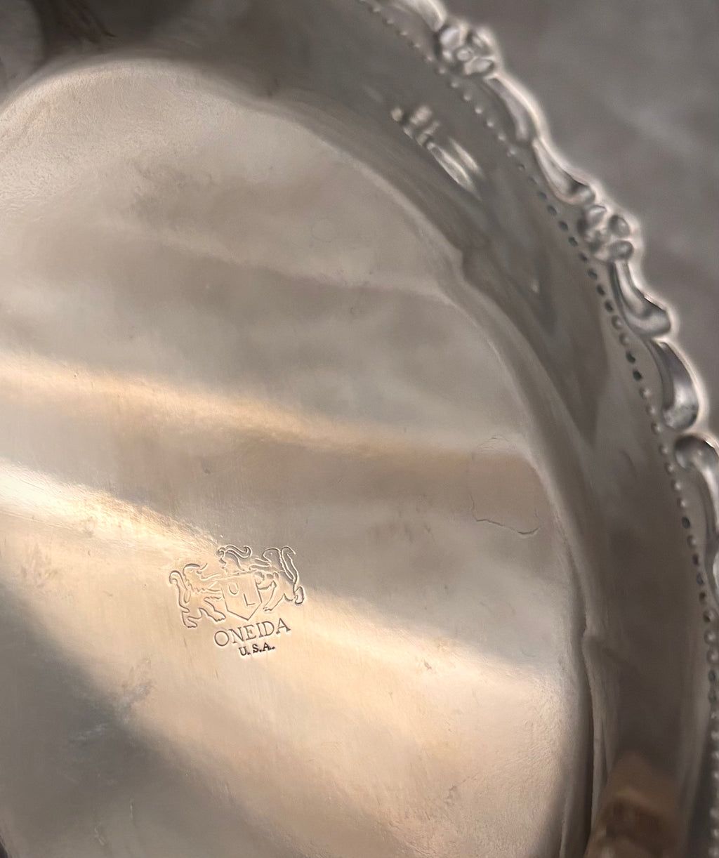 Vintage Oneida Silverplate Floral Catchall Dish