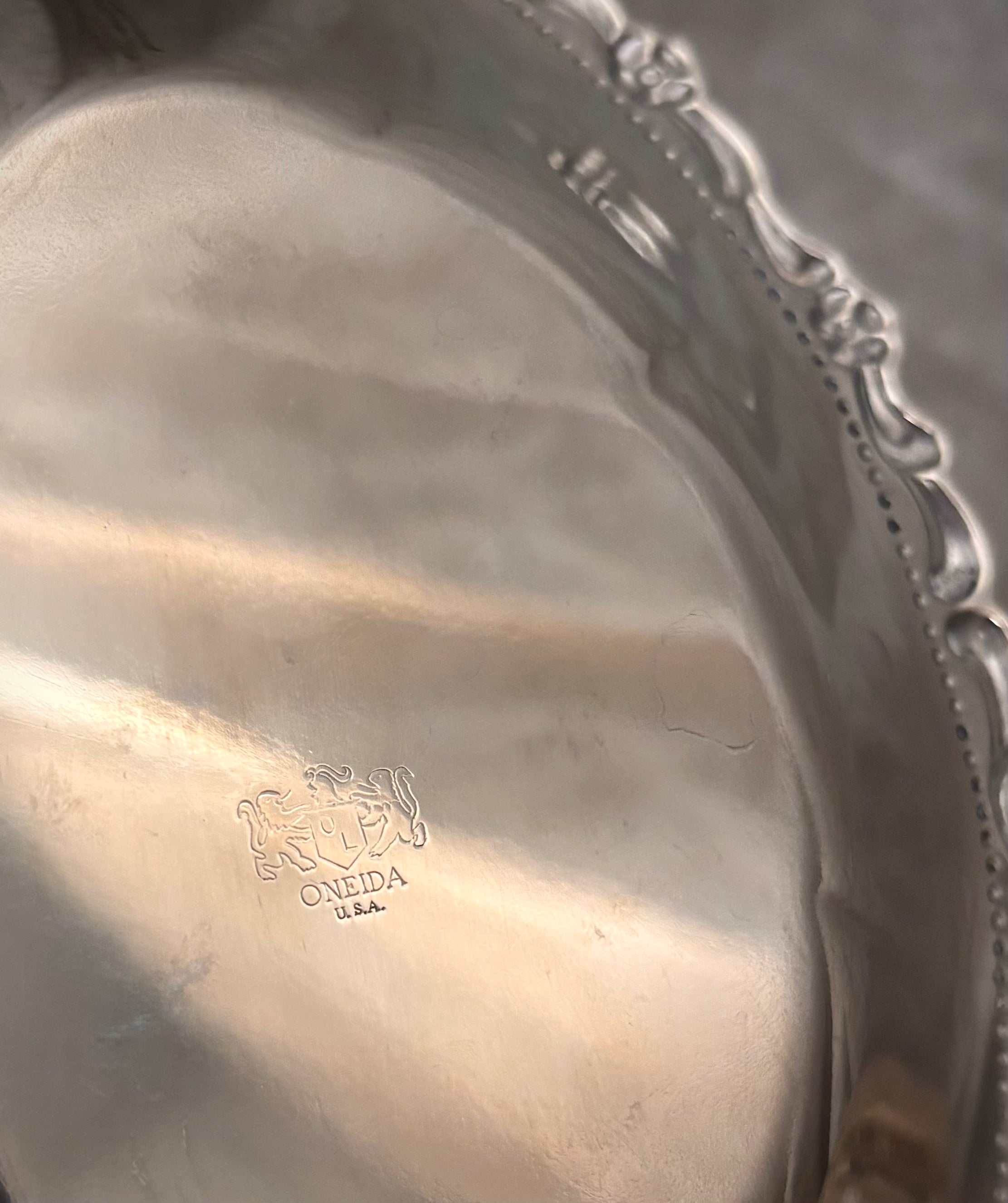 Vintage Oneida Silverplate Floral Catchall Dish