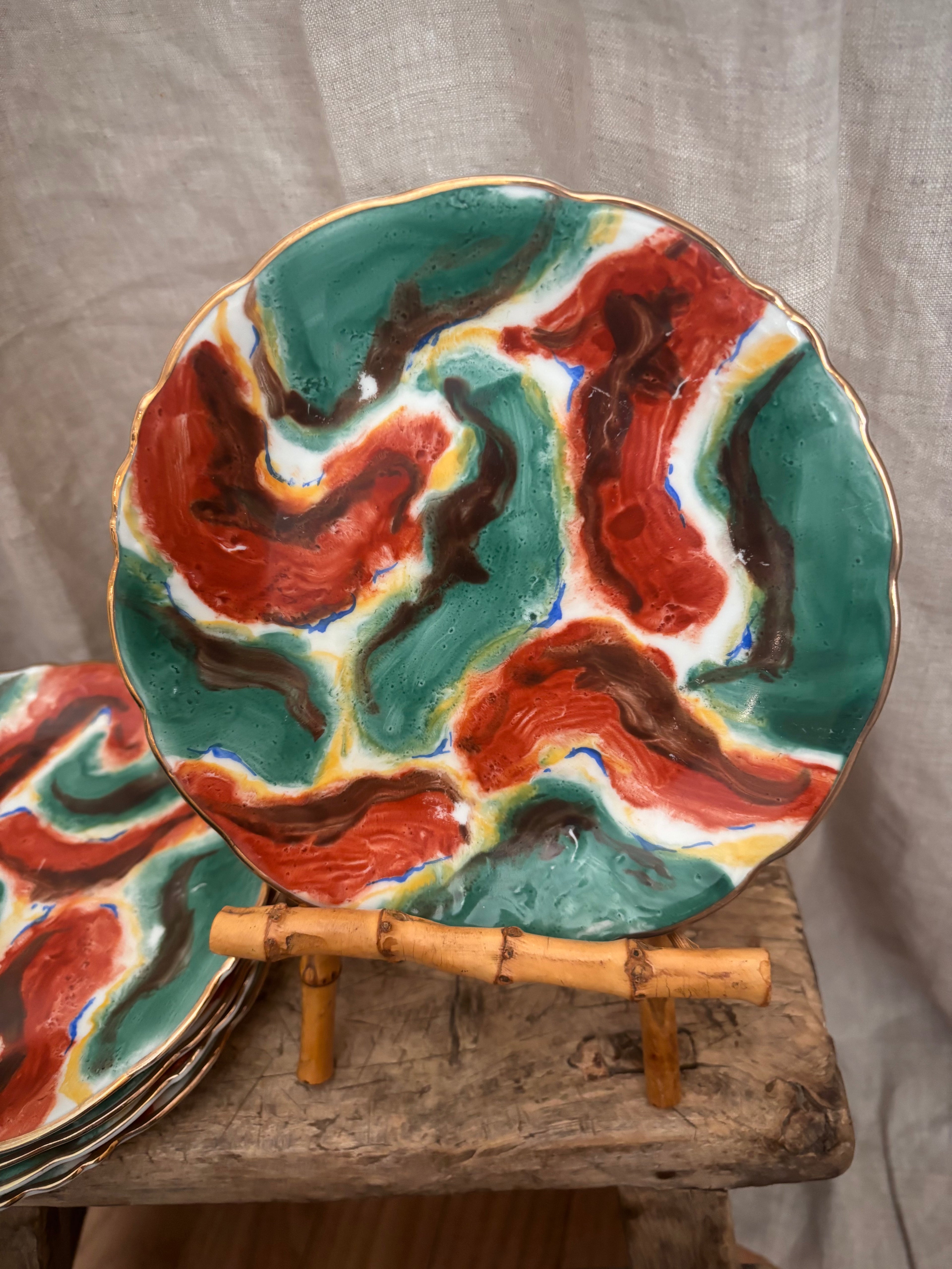Vintage Polish Wawel Hand-Painted Porcelain Bread Plate