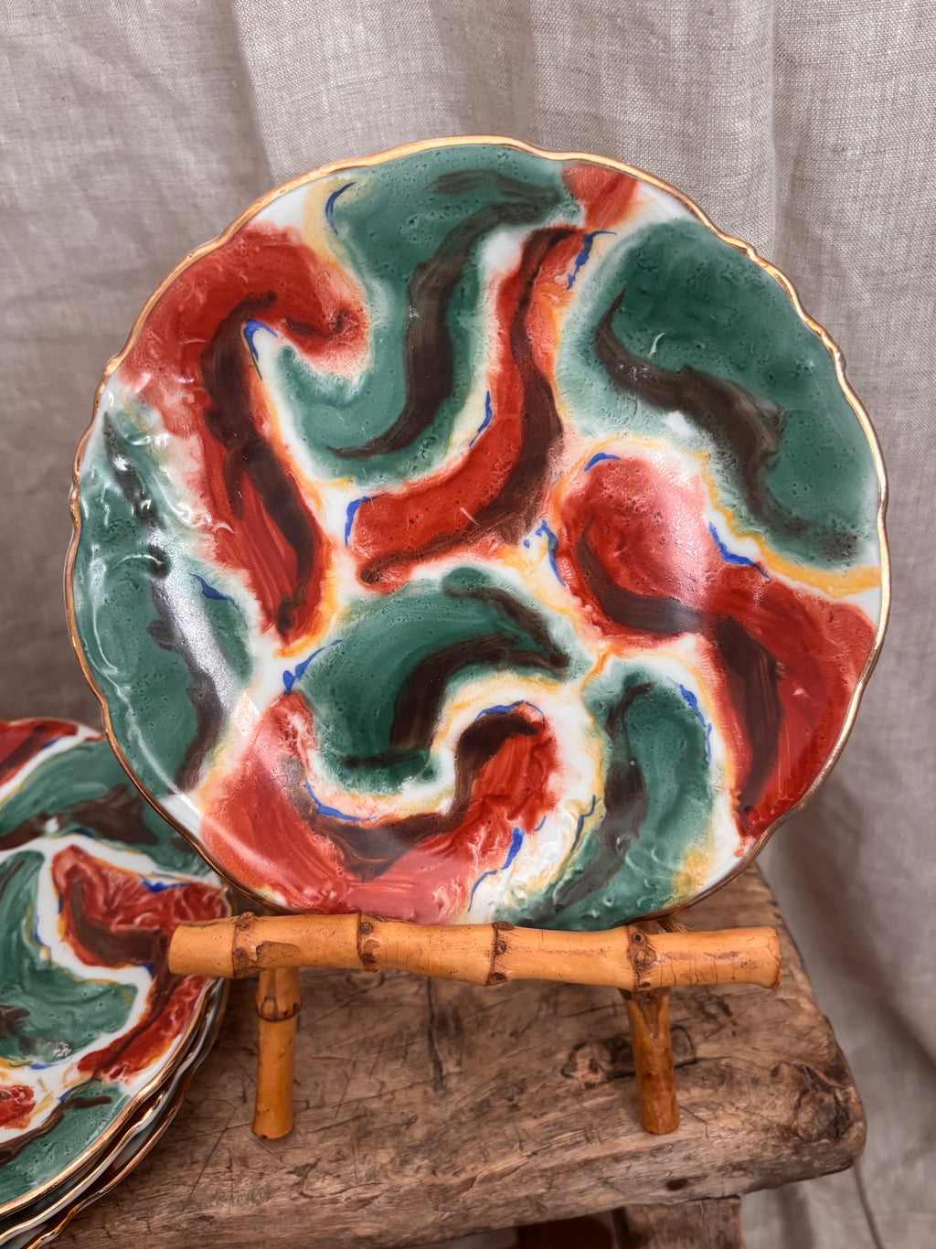 Vintage Polish Wawel Hand-Painted Porcelain Bread Plate