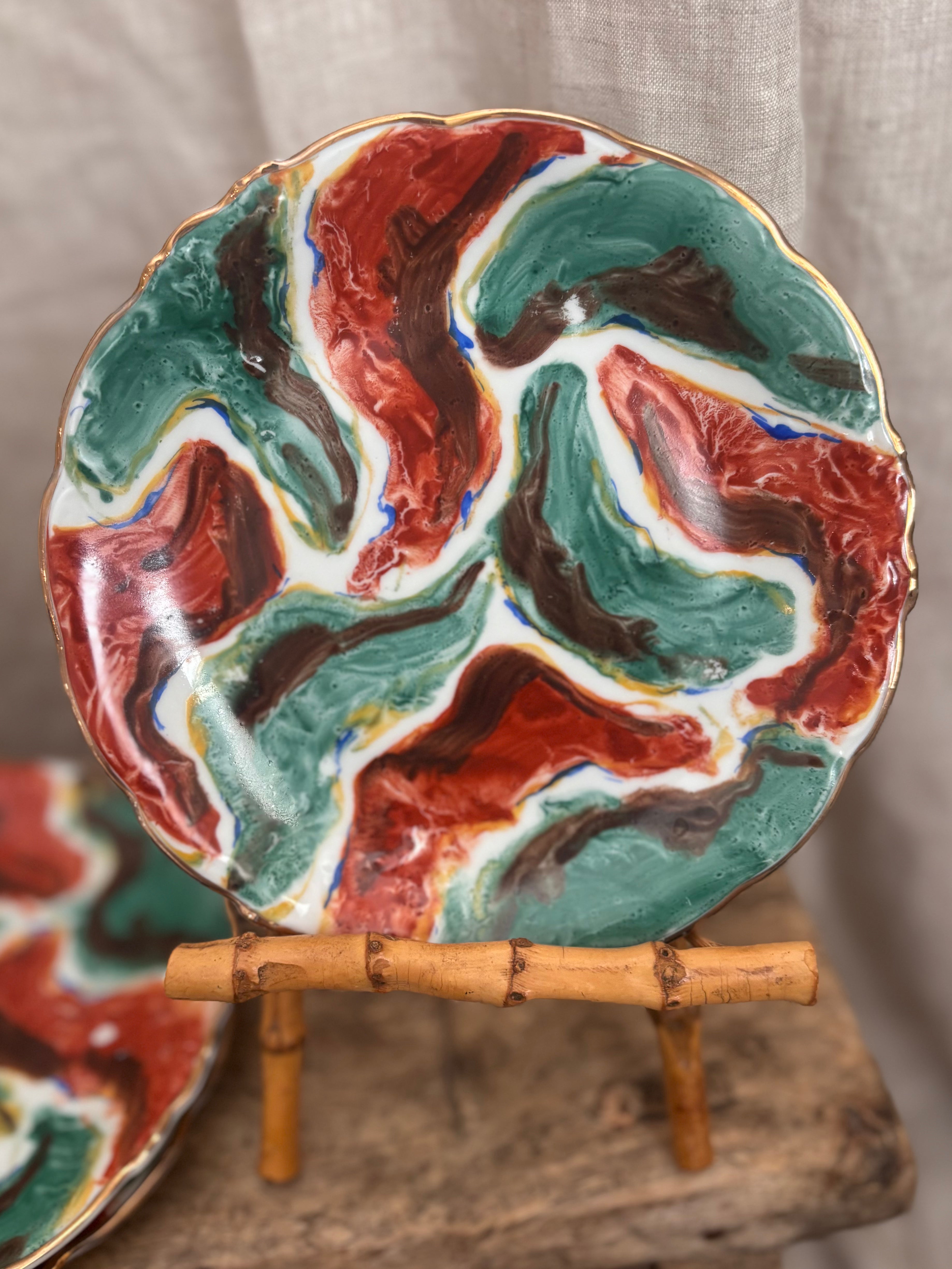 Vintage Polish Wawel Hand-Painted Porcelain Bread Plate