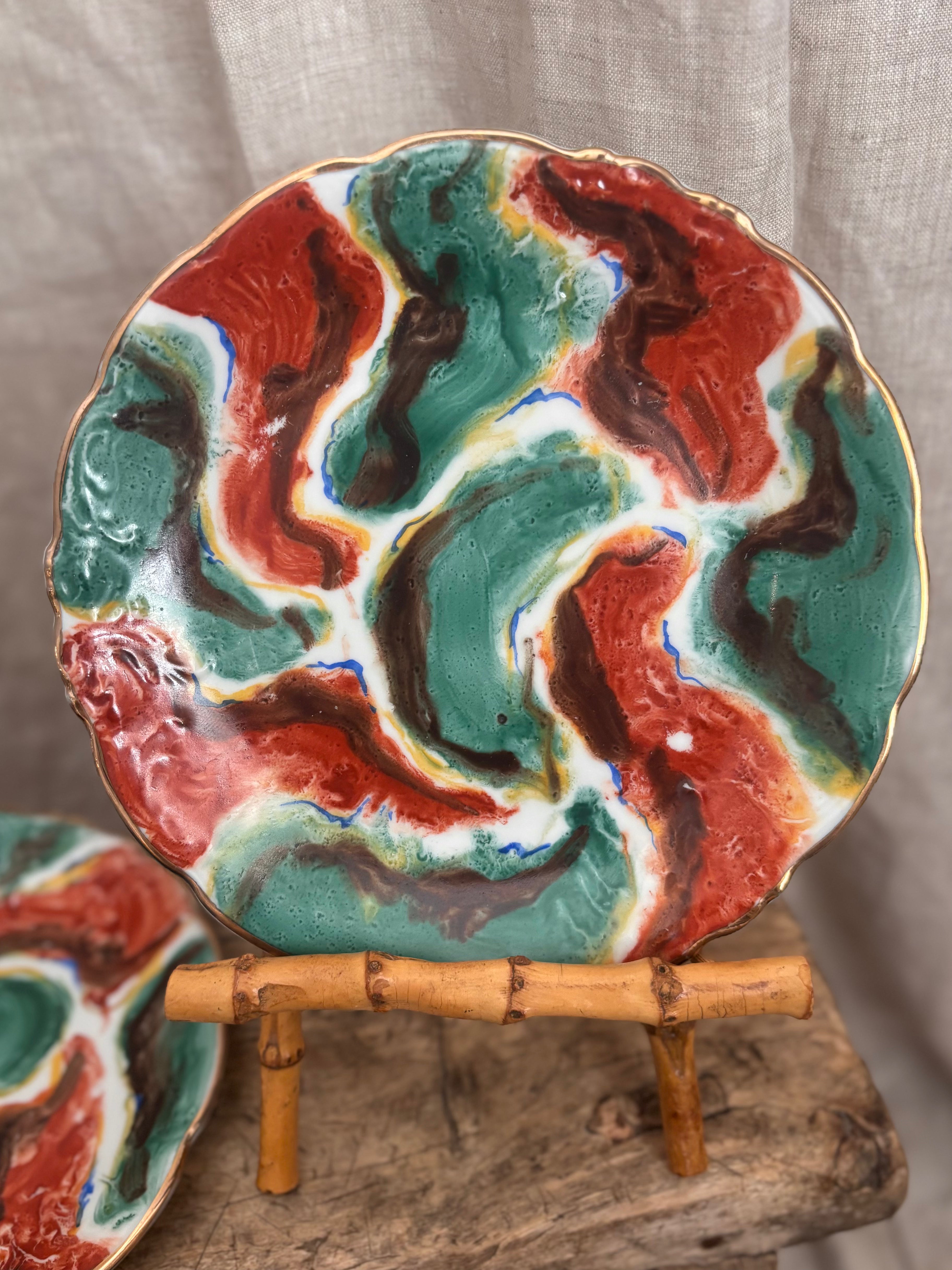 Vintage Polish Wawel Hand-Painted Porcelain Bread Plate