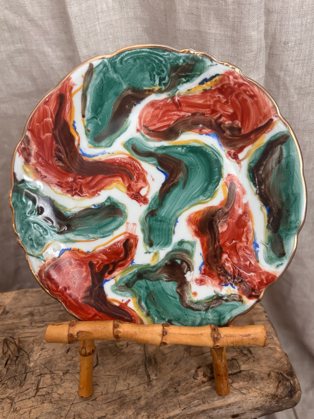 Vintage Polish Wawel Hand-Painted Porcelain Bread Plate