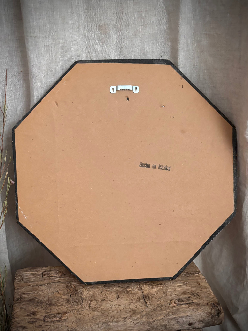Vintage White Carved Octagonal Wall Mirror