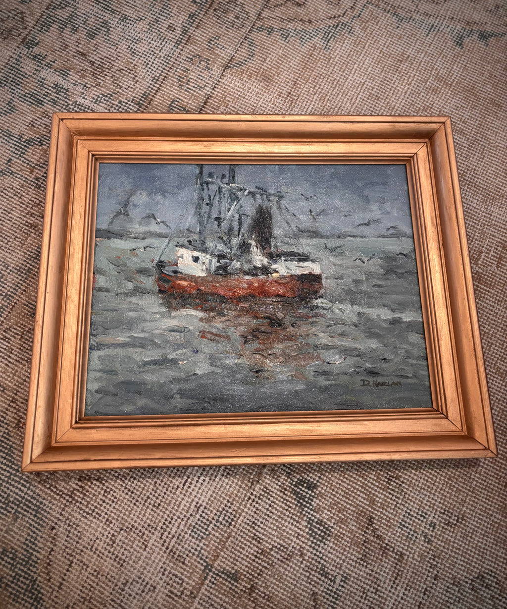 Vintage “Close Company” Oil Painting by David Harlan