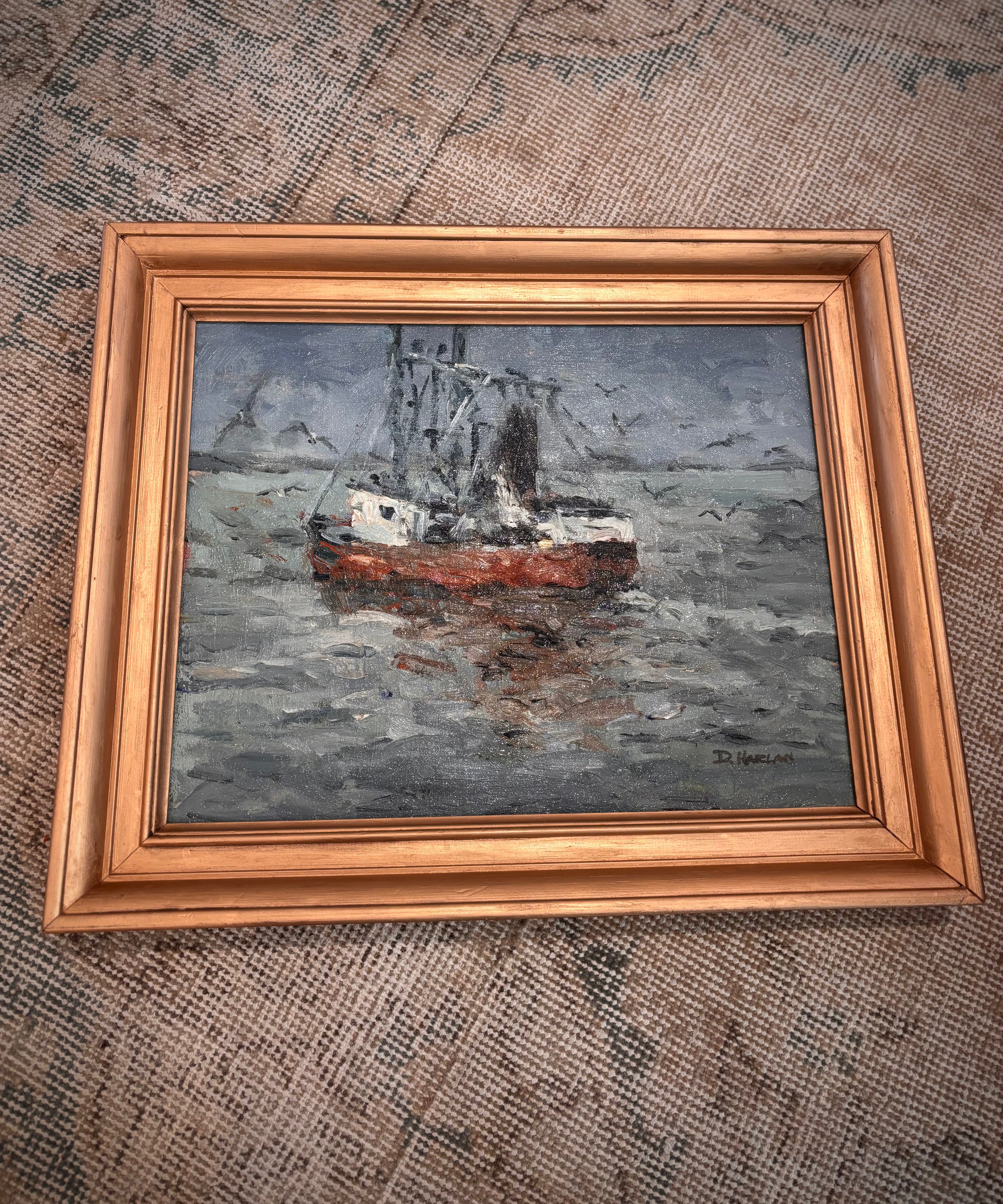 Vintage “Close Company” Oil Painting by David Harlan