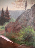 Antique Framed Mountain Path Painting