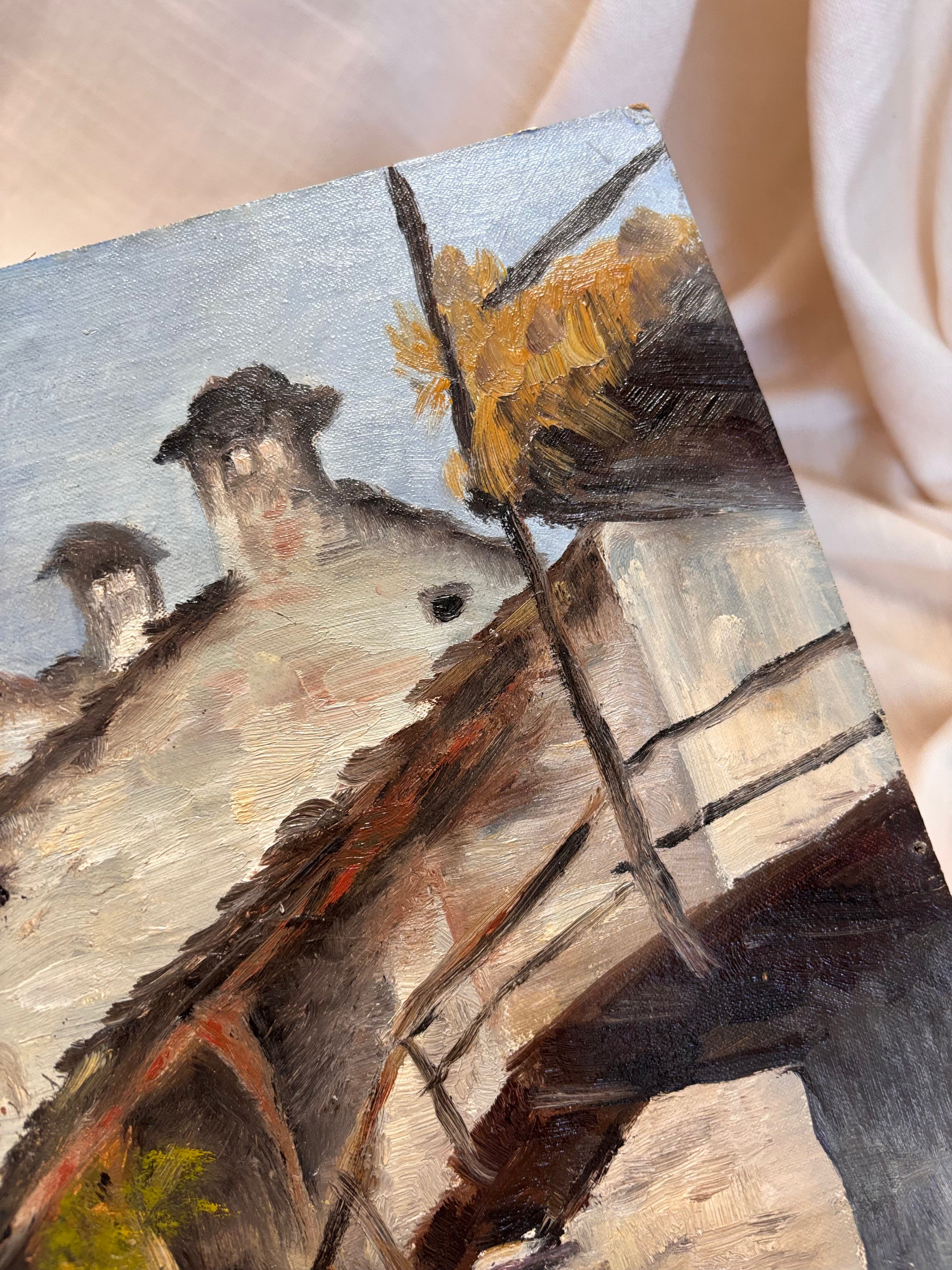 Vintage Swiss Village Oil Painting, Losone