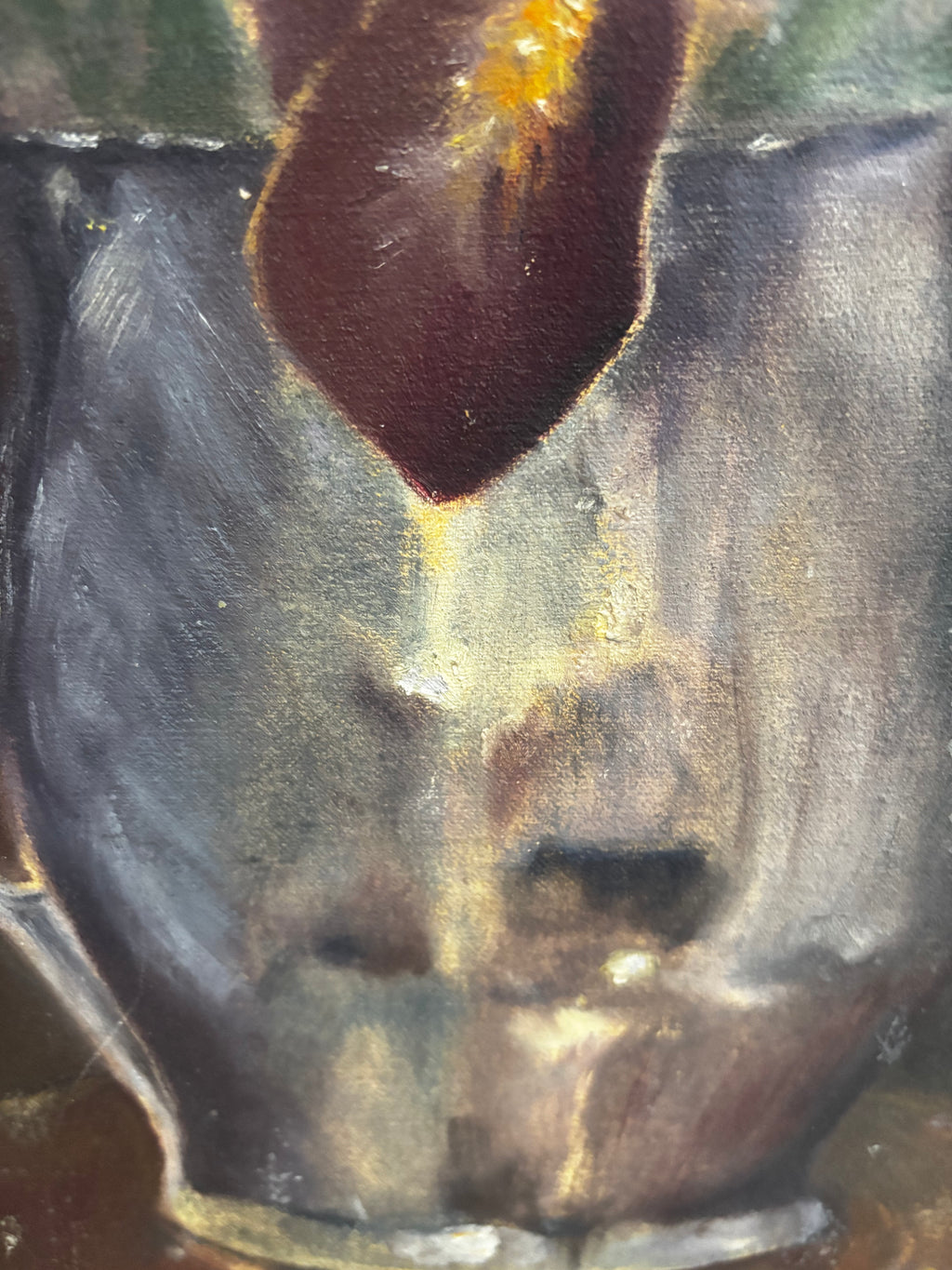 Vintage Iris Still Life Oil Painting