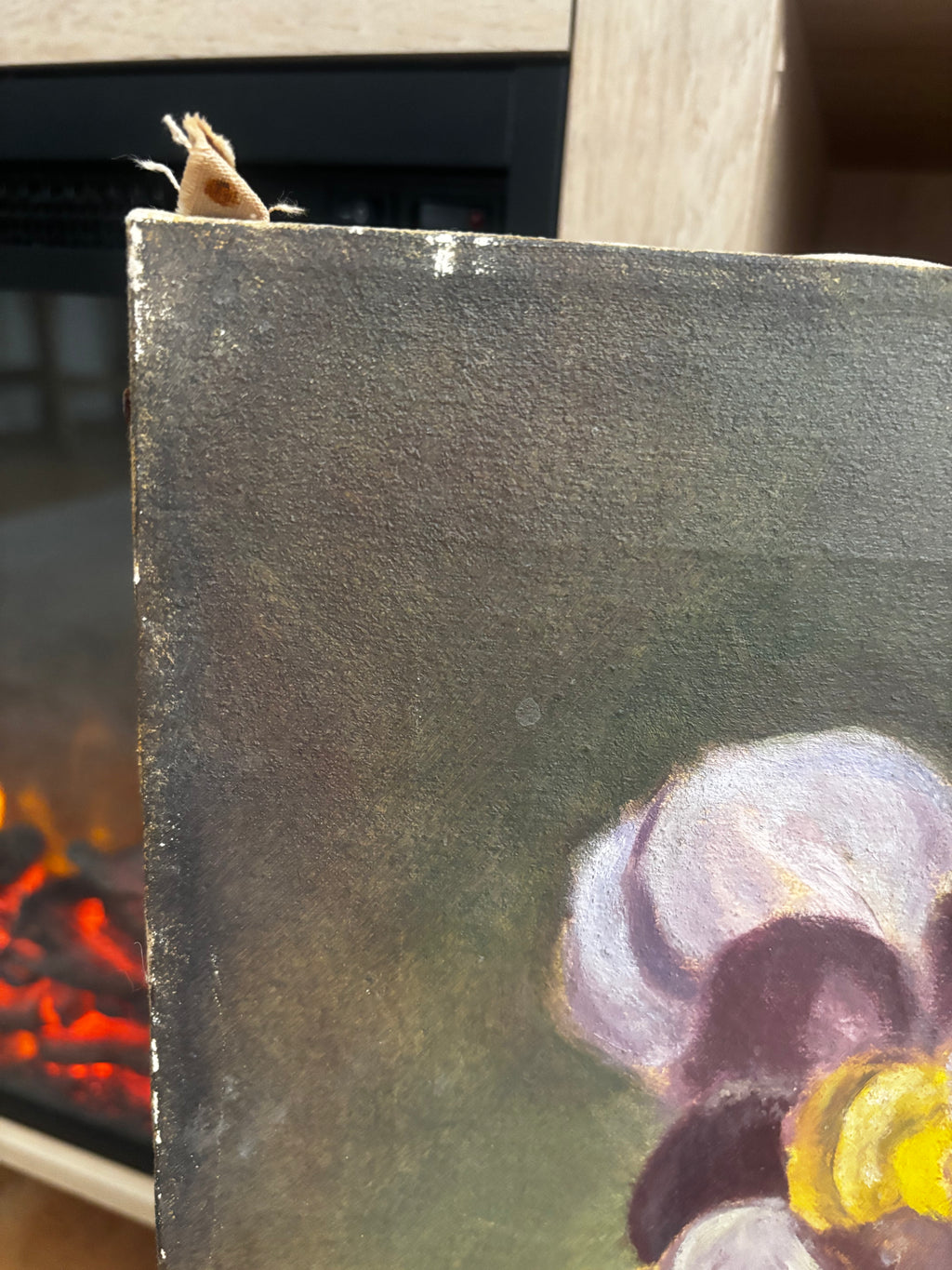 Vintage Iris Still Life Oil Painting