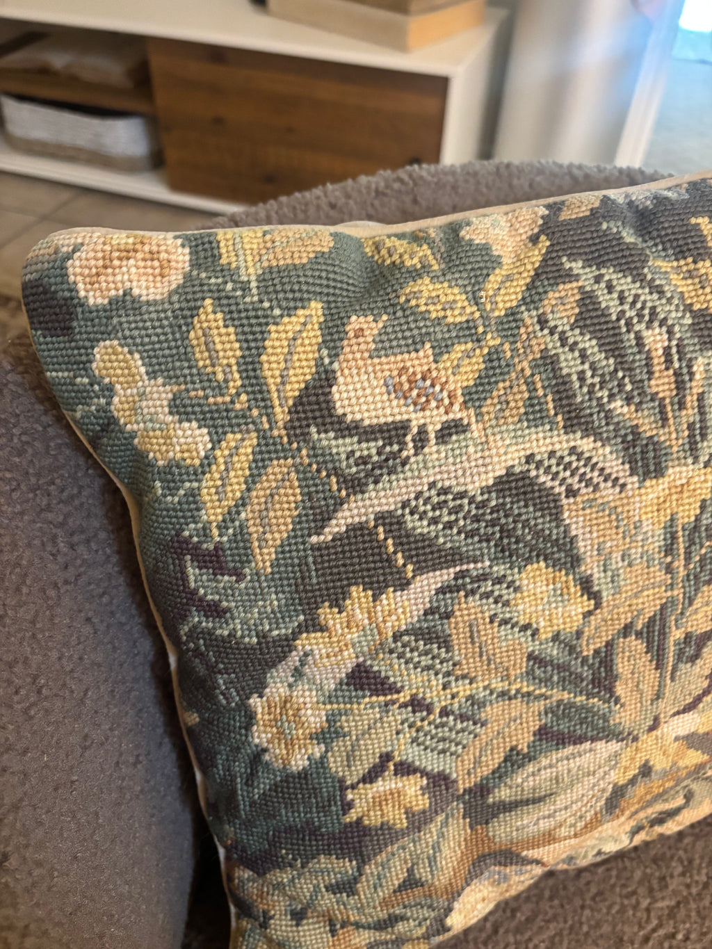 Vintage Aubusson-Style Needlepoint Pillow