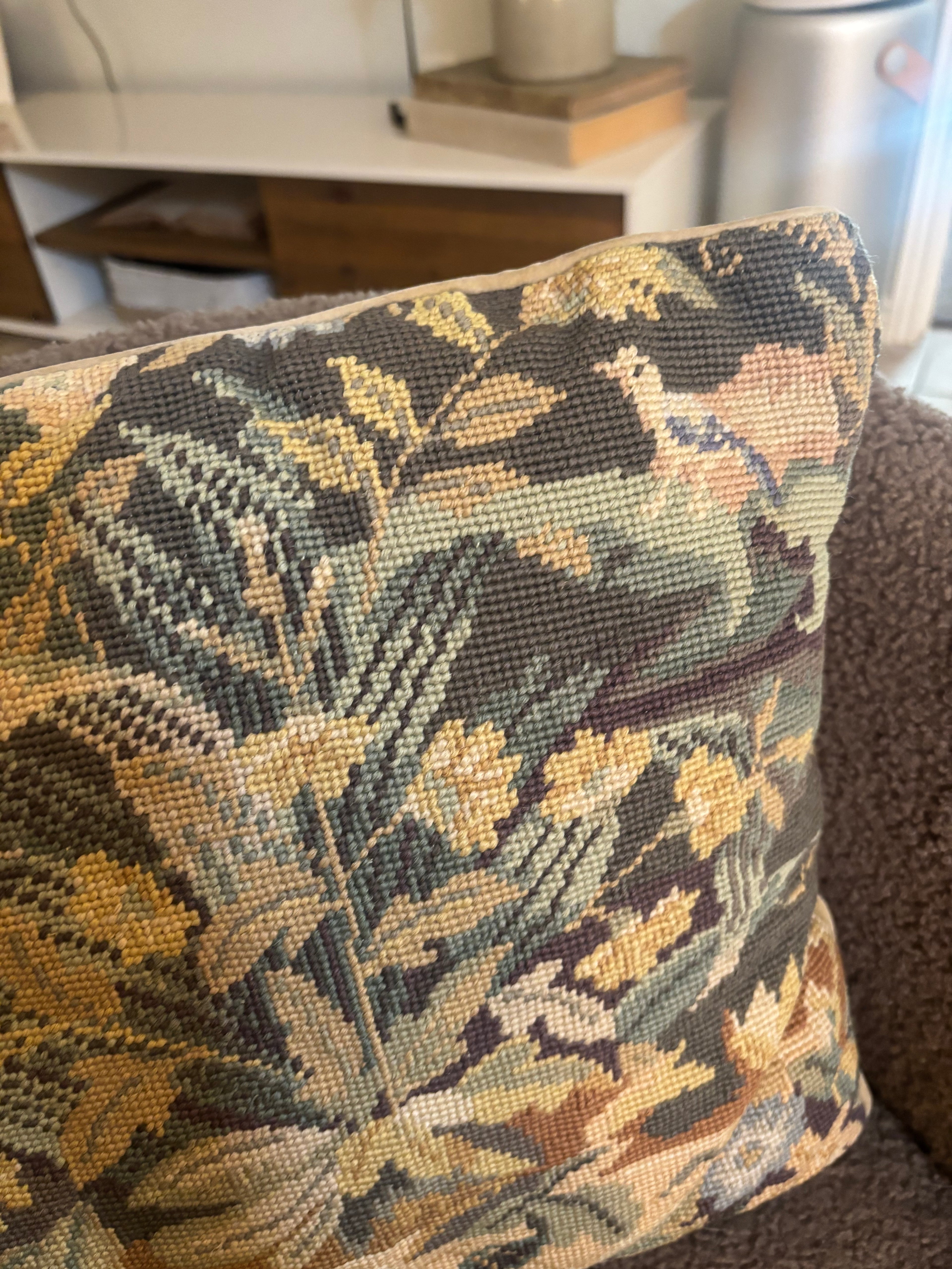 Vintage Aubusson-Style Needlepoint Pillow