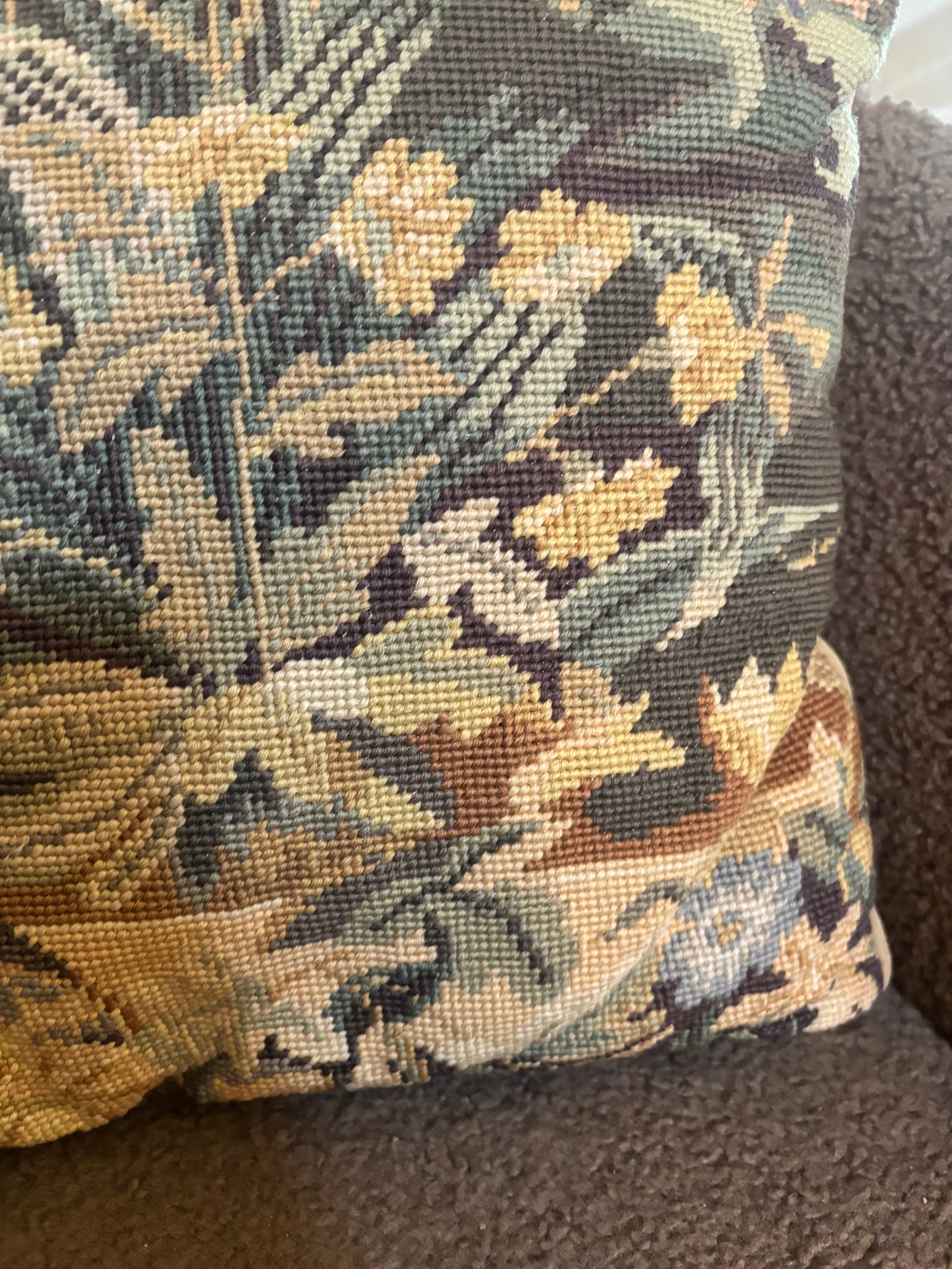 Vintage Aubusson-Style Needlepoint Pillow