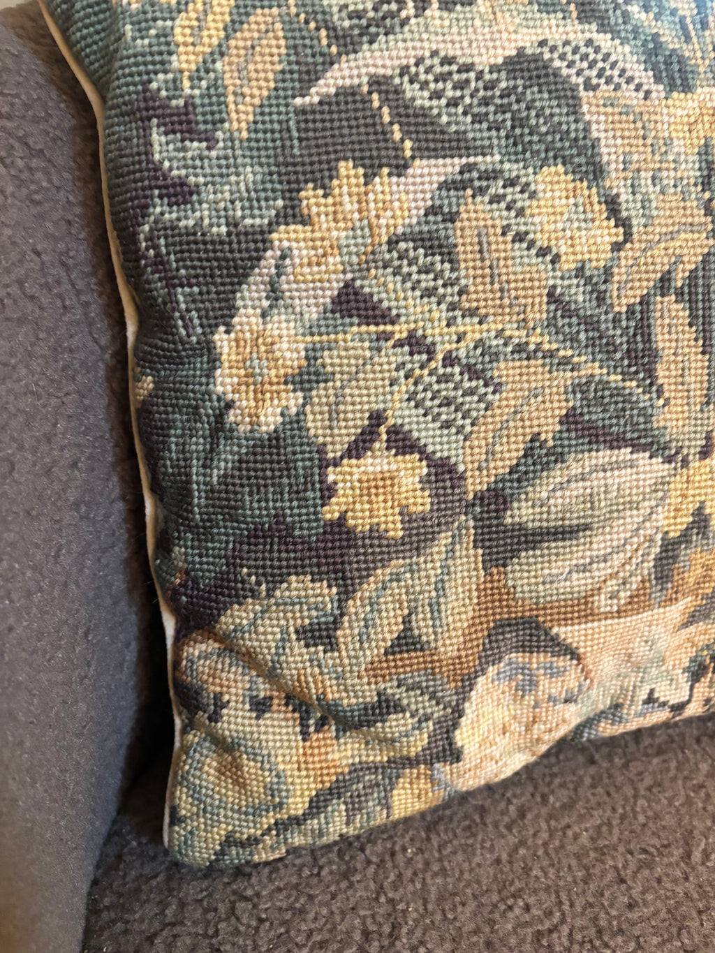 Vintage Aubusson-Style Needlepoint Pillow