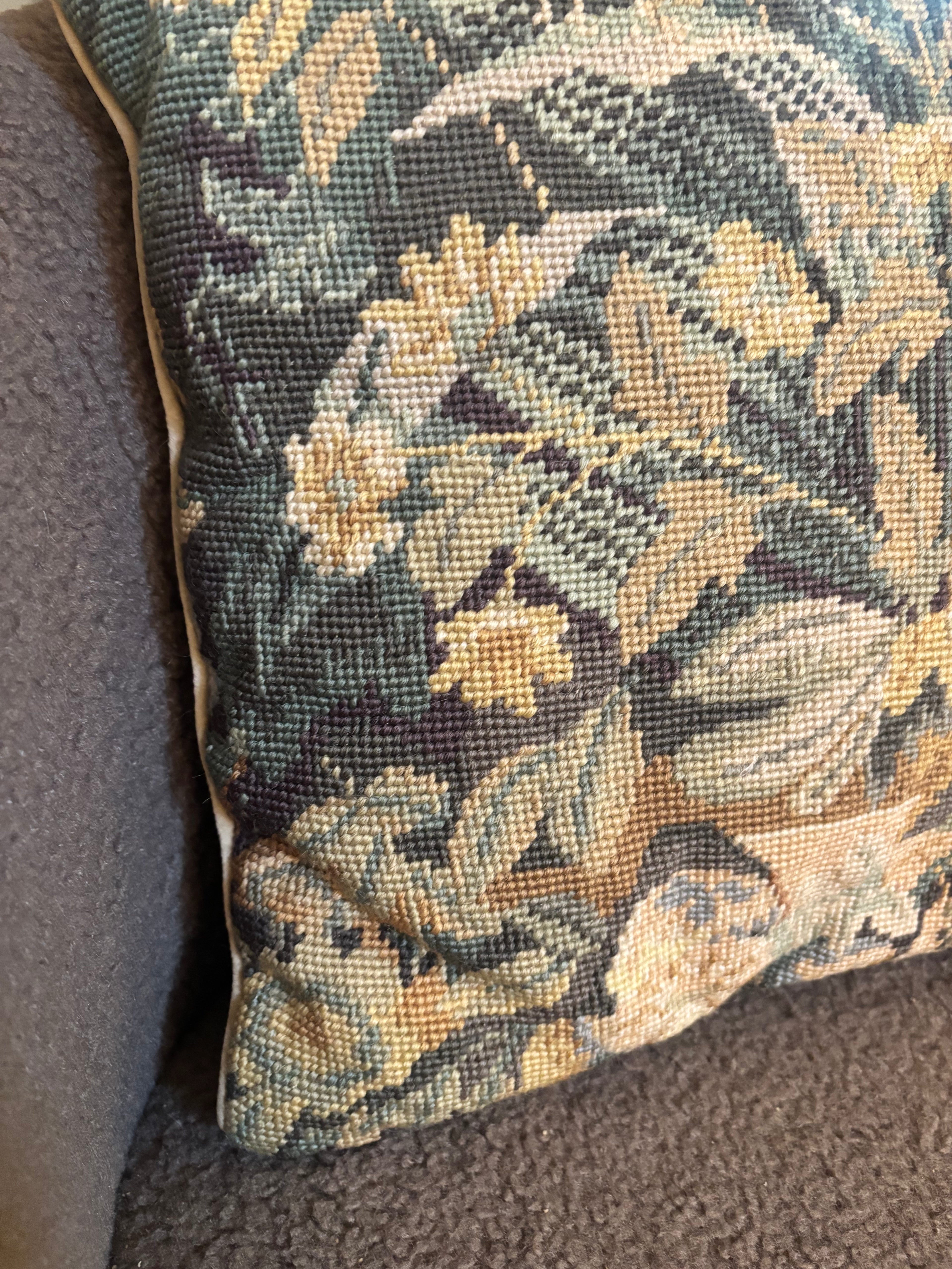 Vintage Aubusson-Style Needlepoint Pillow