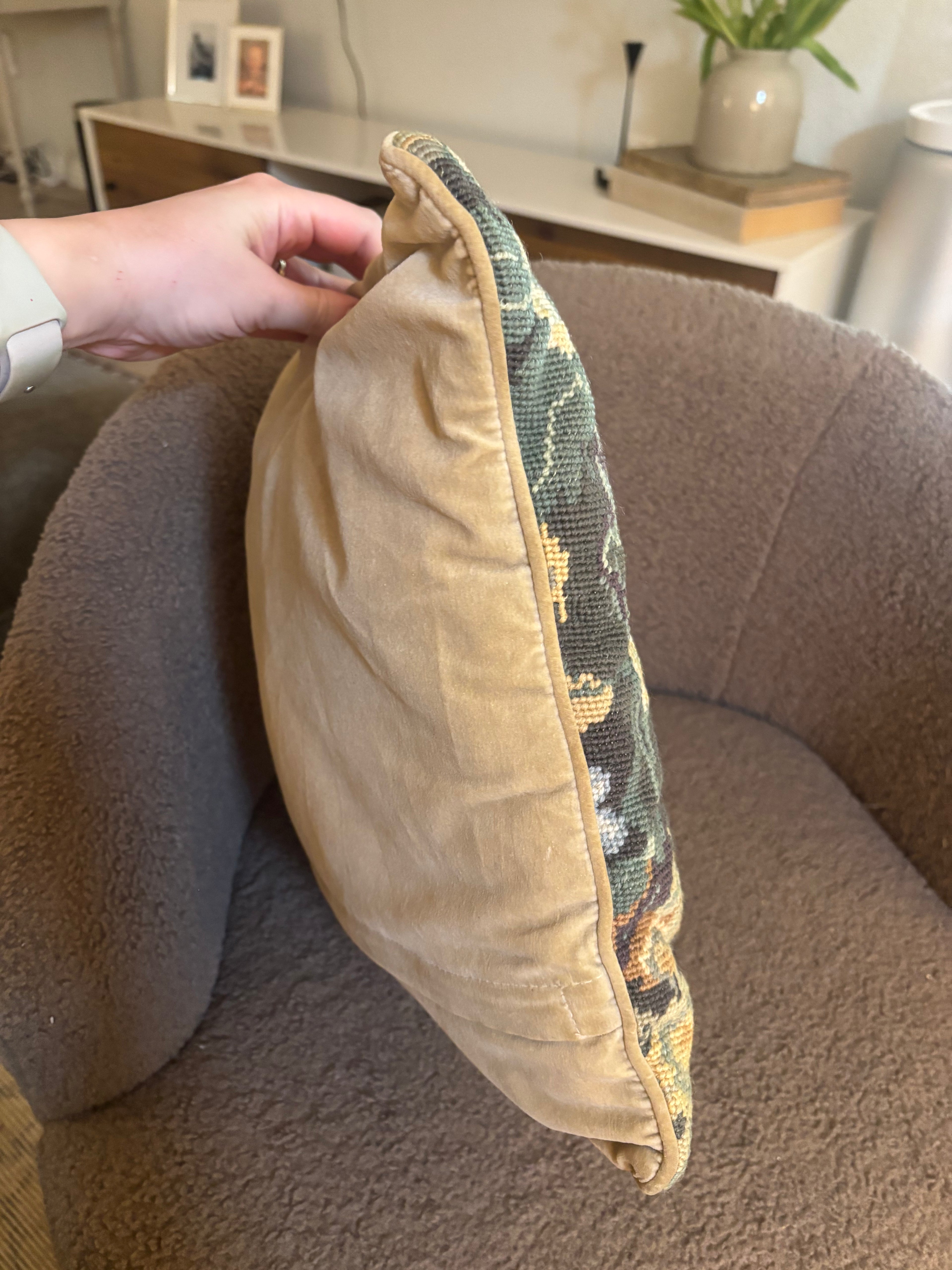 Vintage Aubusson-Style Needlepoint Pillow