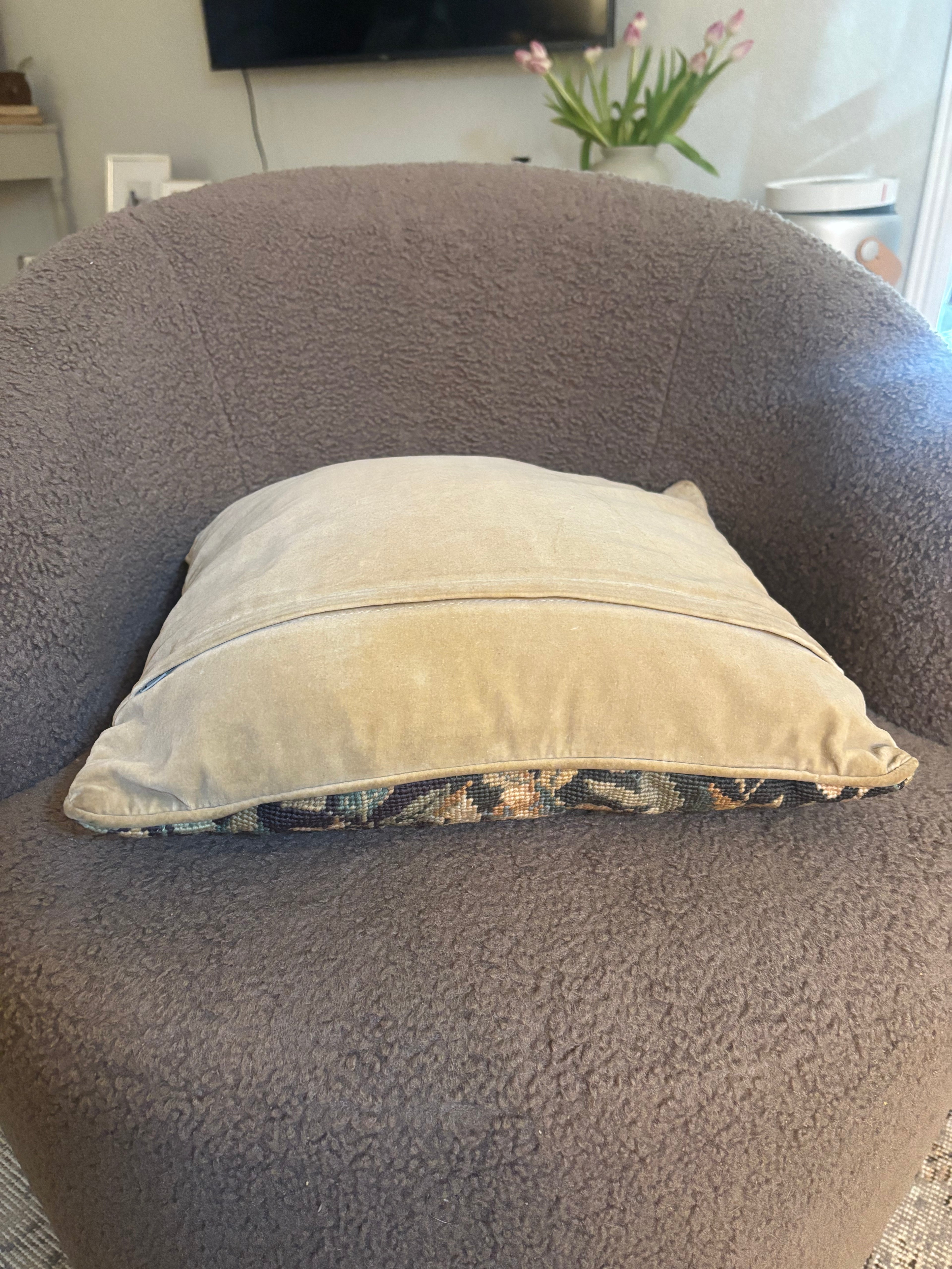 Vintage Aubusson-Style Needlepoint Pillow