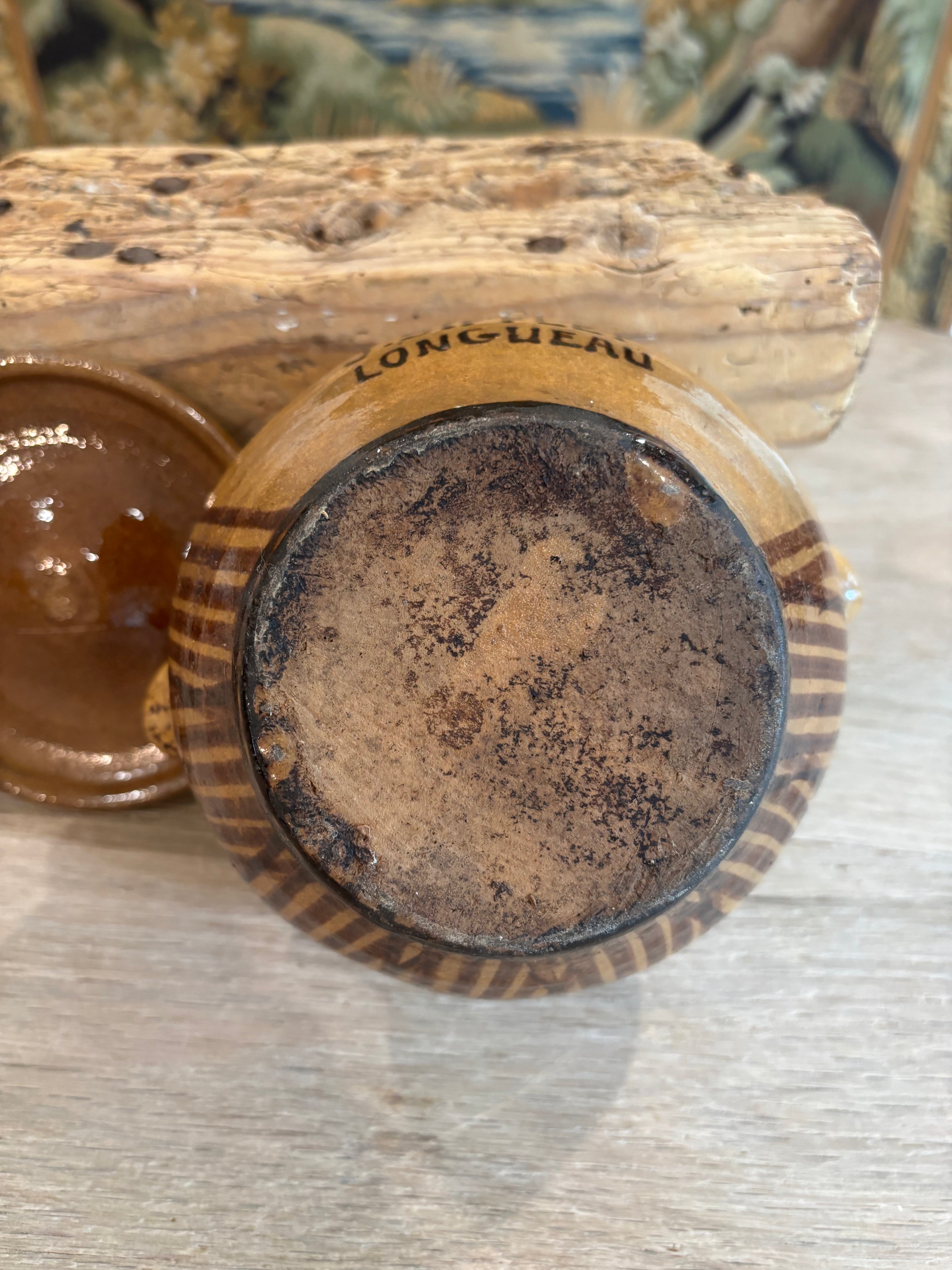 Antique French Advertising Terrine Pot With Lid - Boucherie-Charcuterie