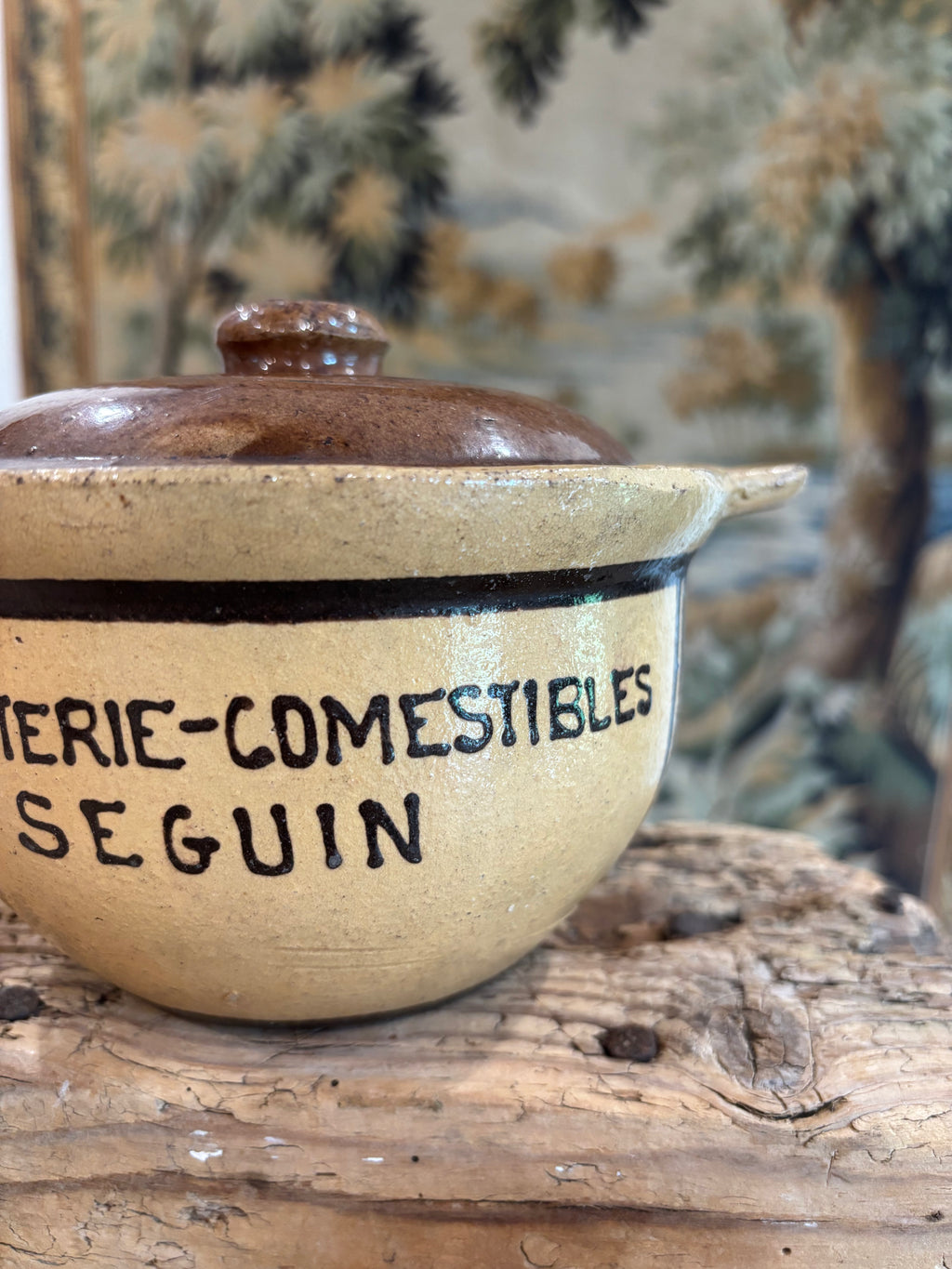 Antique French Advertising Terrine Pot With Lid - Charcuterie-Comestibles