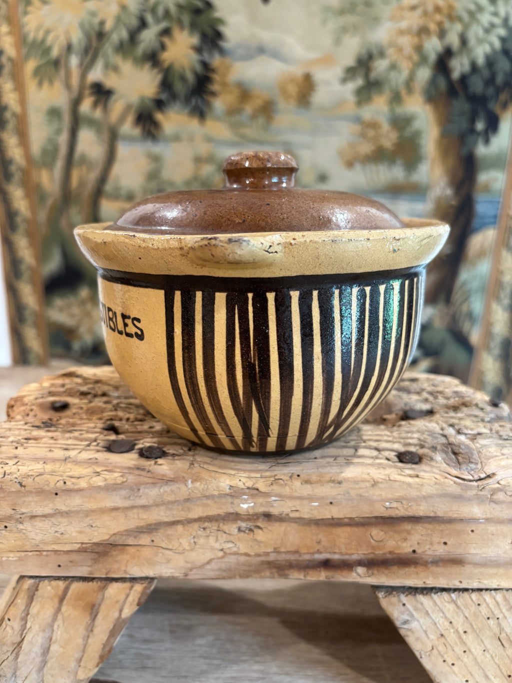 Antique French Advertising Terrine Pot With Lid - Charcuterie-Comestibles
