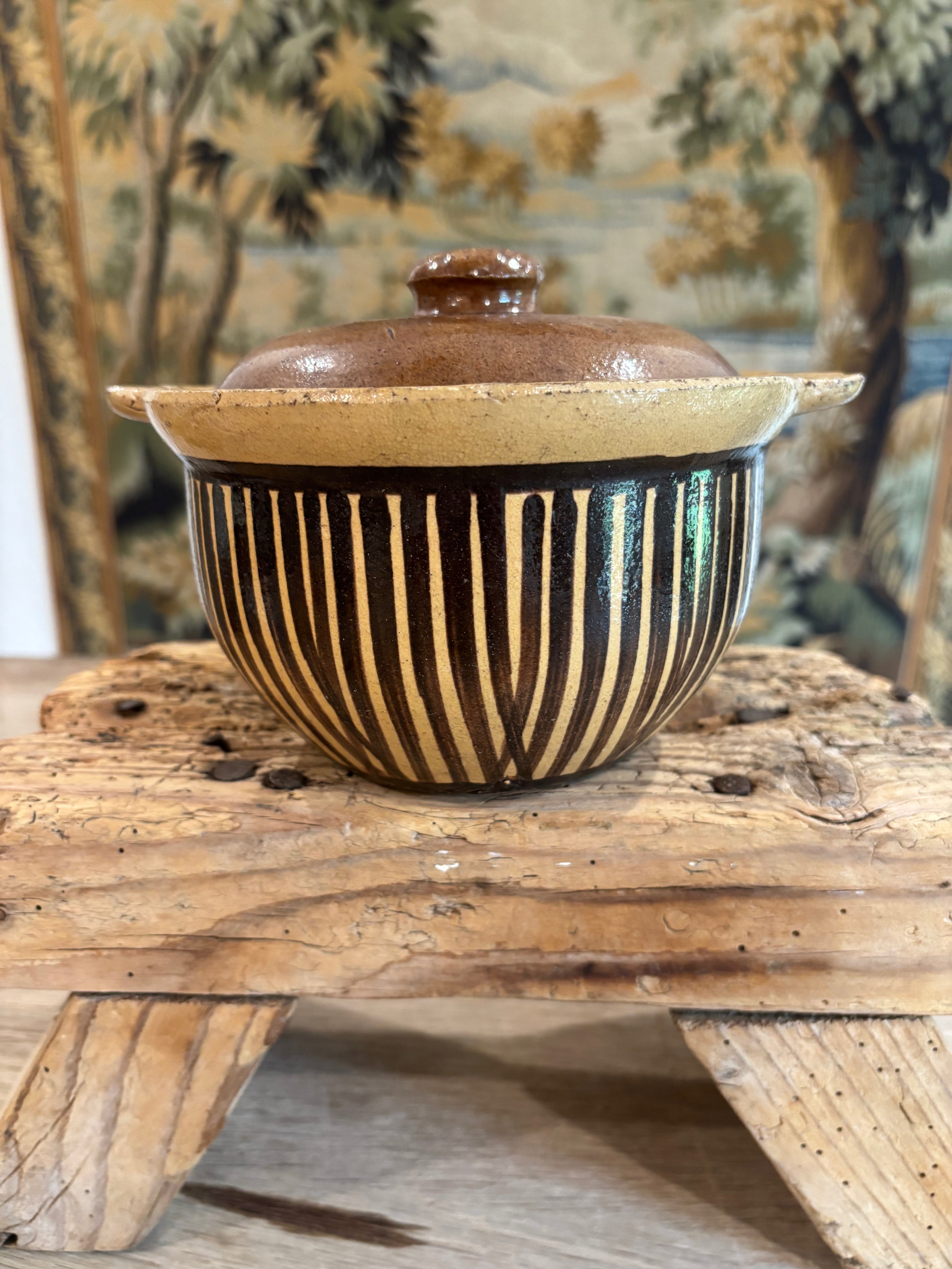 Antique French Advertising Terrine Pot With Lid - Charcuterie-Comestibles