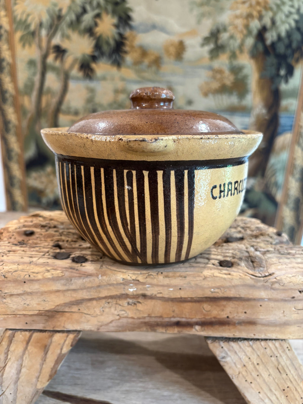 Antique French Advertising Terrine Pot With Lid - Charcuterie-Comestibles