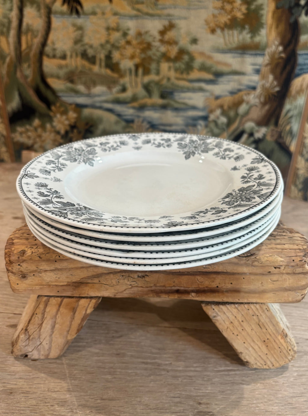 Antique French Estrées Black Transferware Plate by U&C Sarreguemines