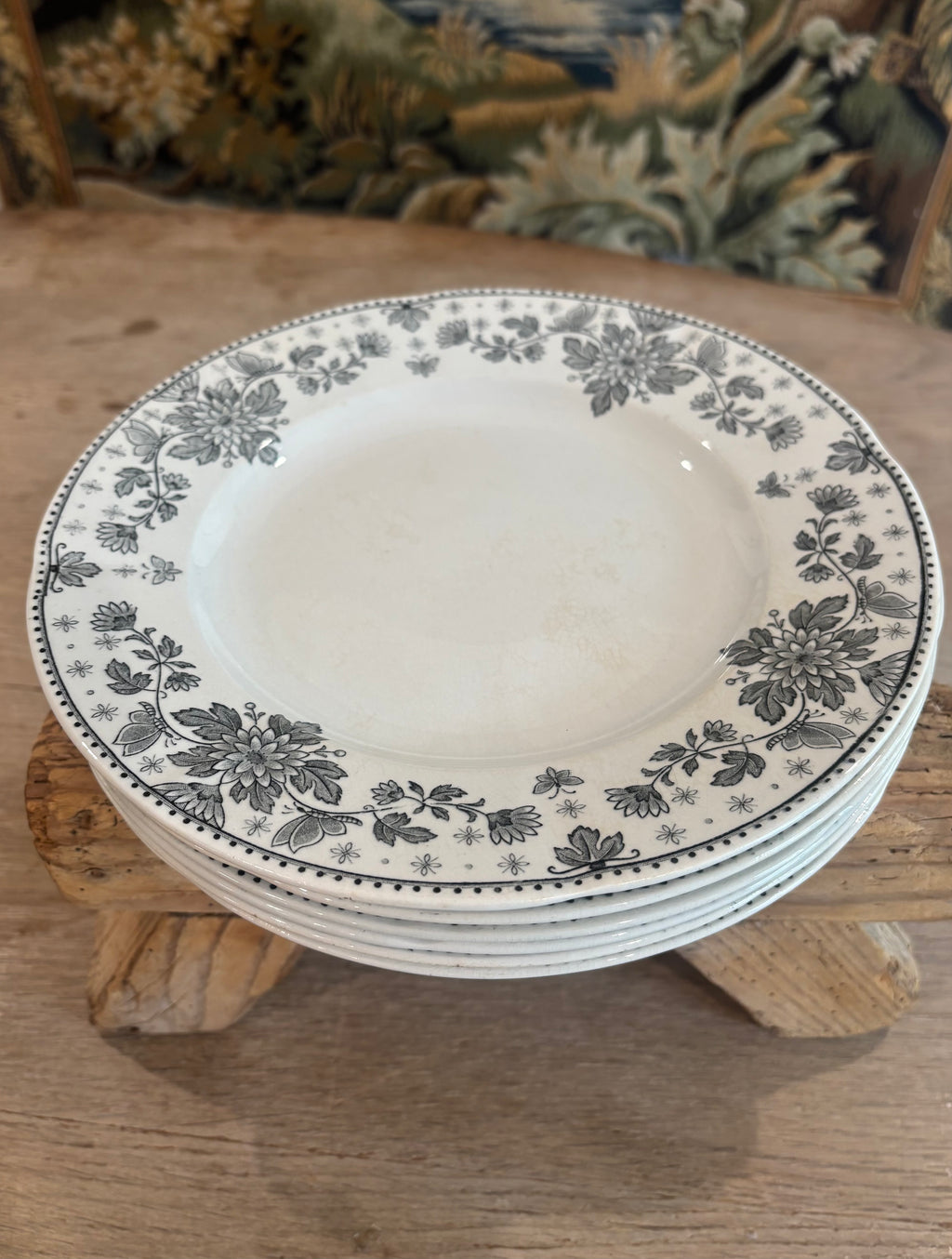 Antique French Estrées Black Transferware Plate by U&C Sarreguemines