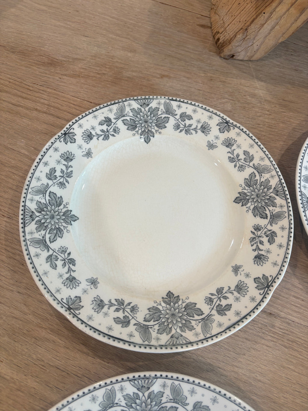 Antique French Estrées Black Transferware Plate by U&C Sarreguemines