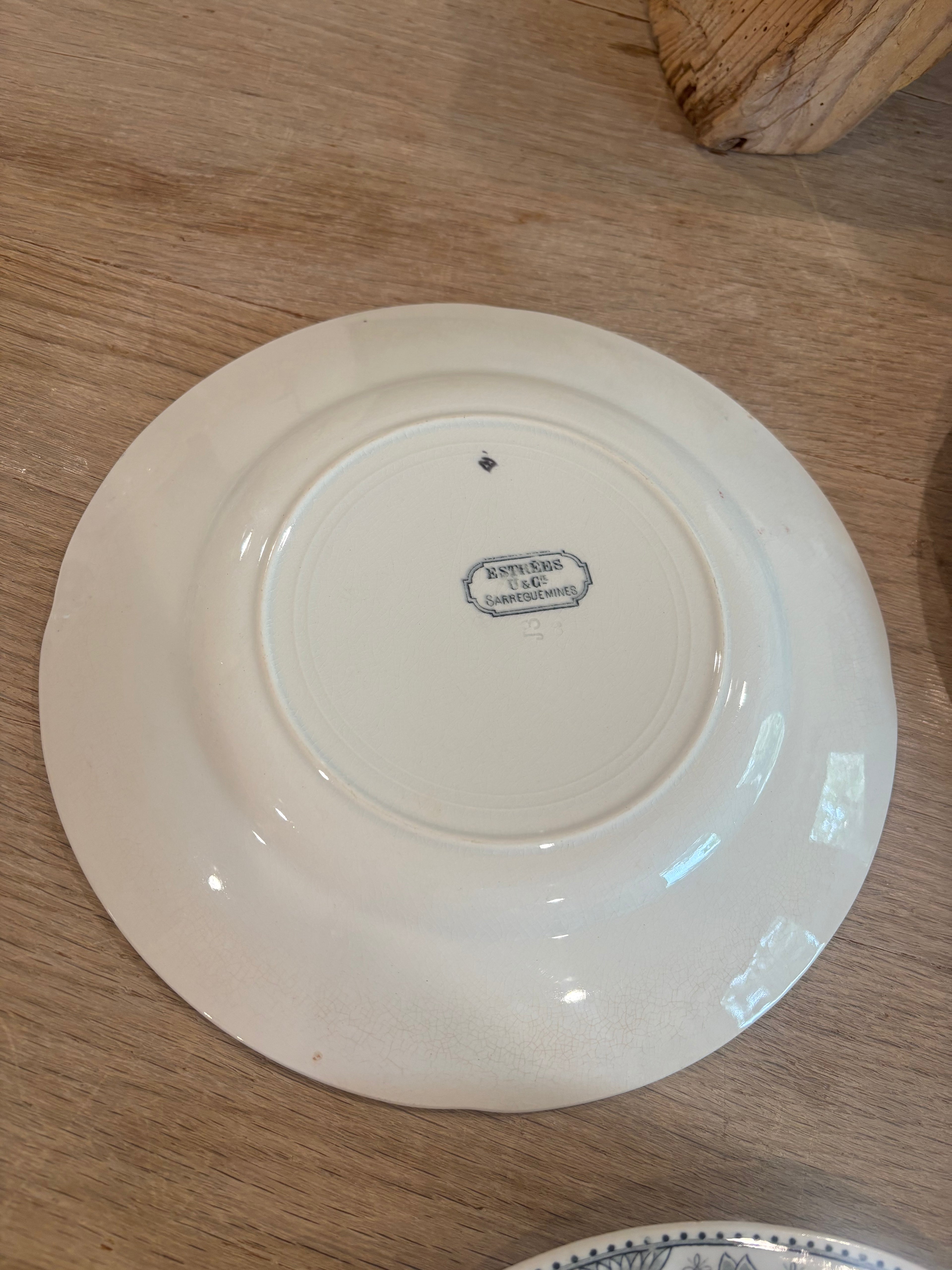 Antique French Estrées Black Transferware Plate by U&C Sarreguemines