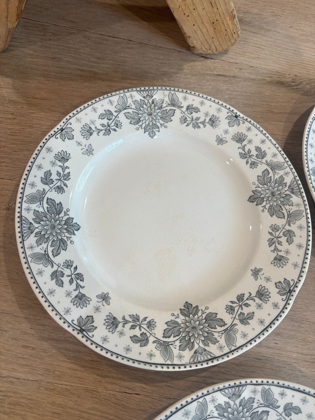 Antique French Estrées Black Transferware Plate by U&C Sarreguemines