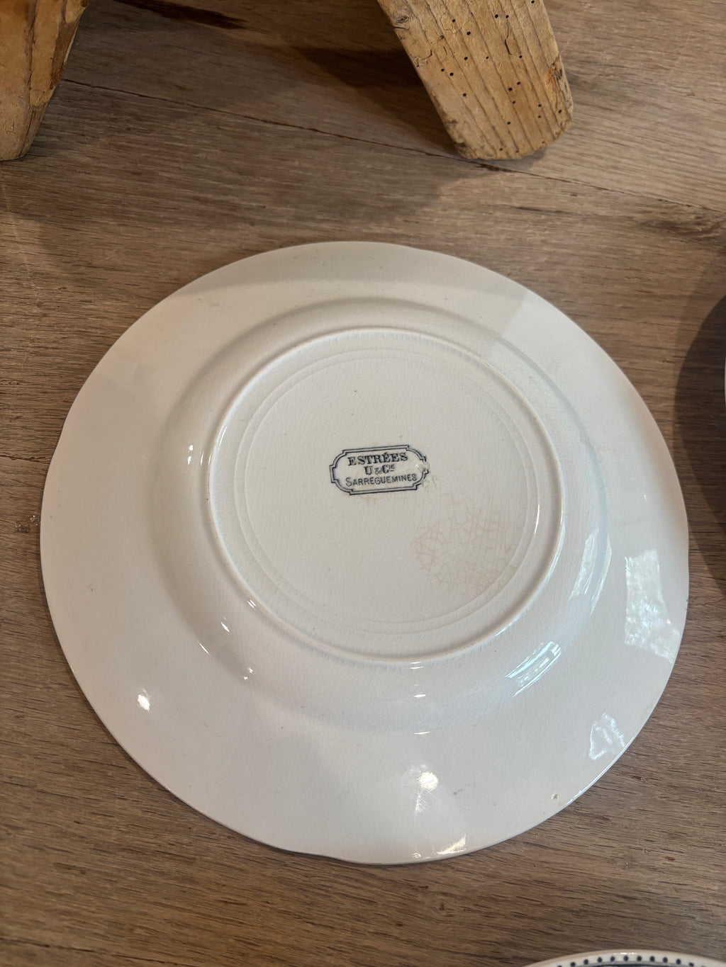 Antique French Estrées Black Transferware Plate by U&C Sarreguemines
