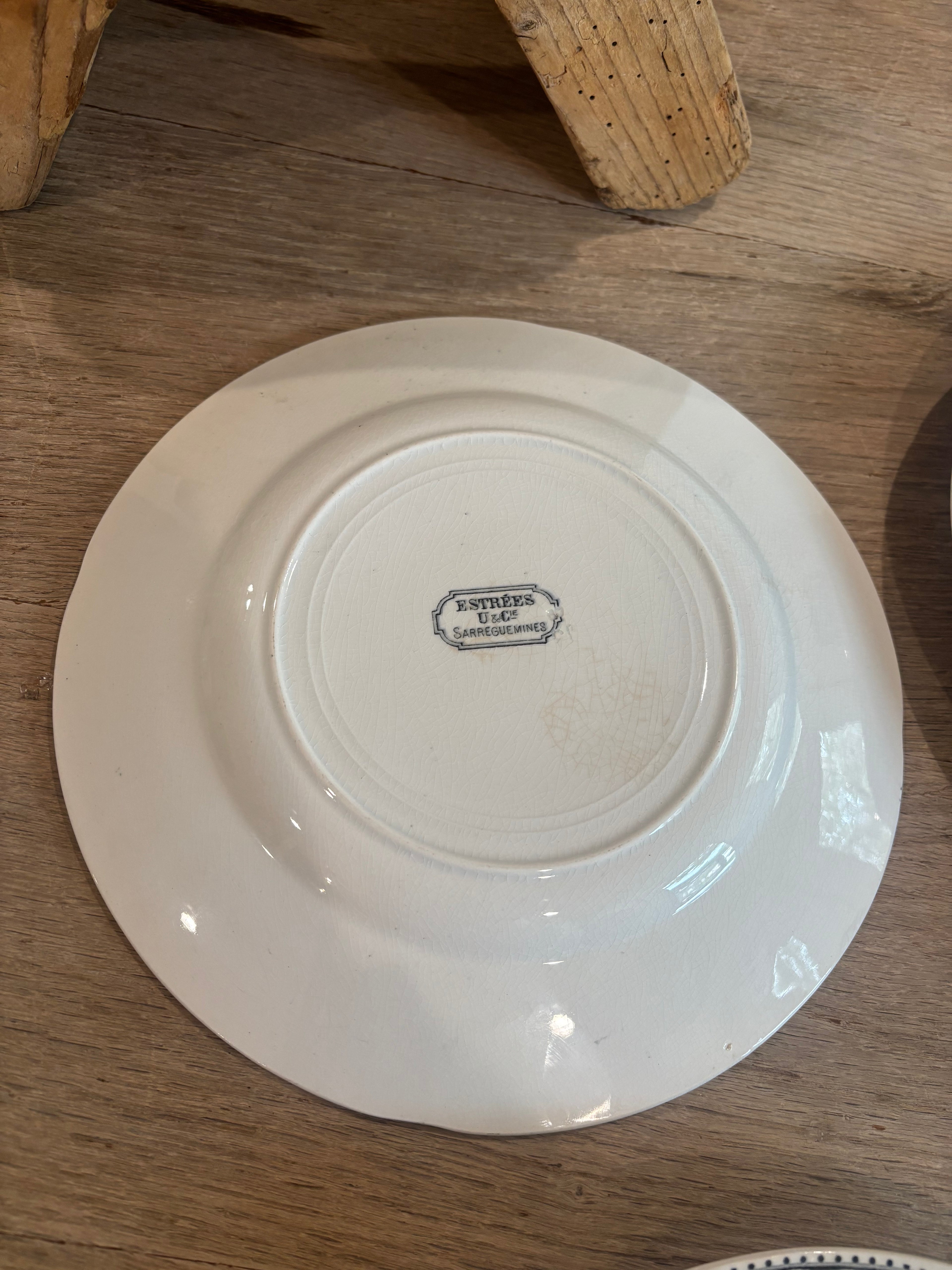 Antique French Estrées Black Transferware Plate by U&C Sarreguemines