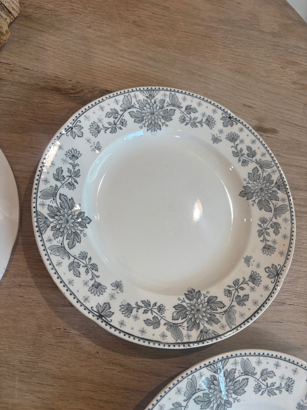 Antique French Estrées Black Transferware Plate by U&C Sarreguemines