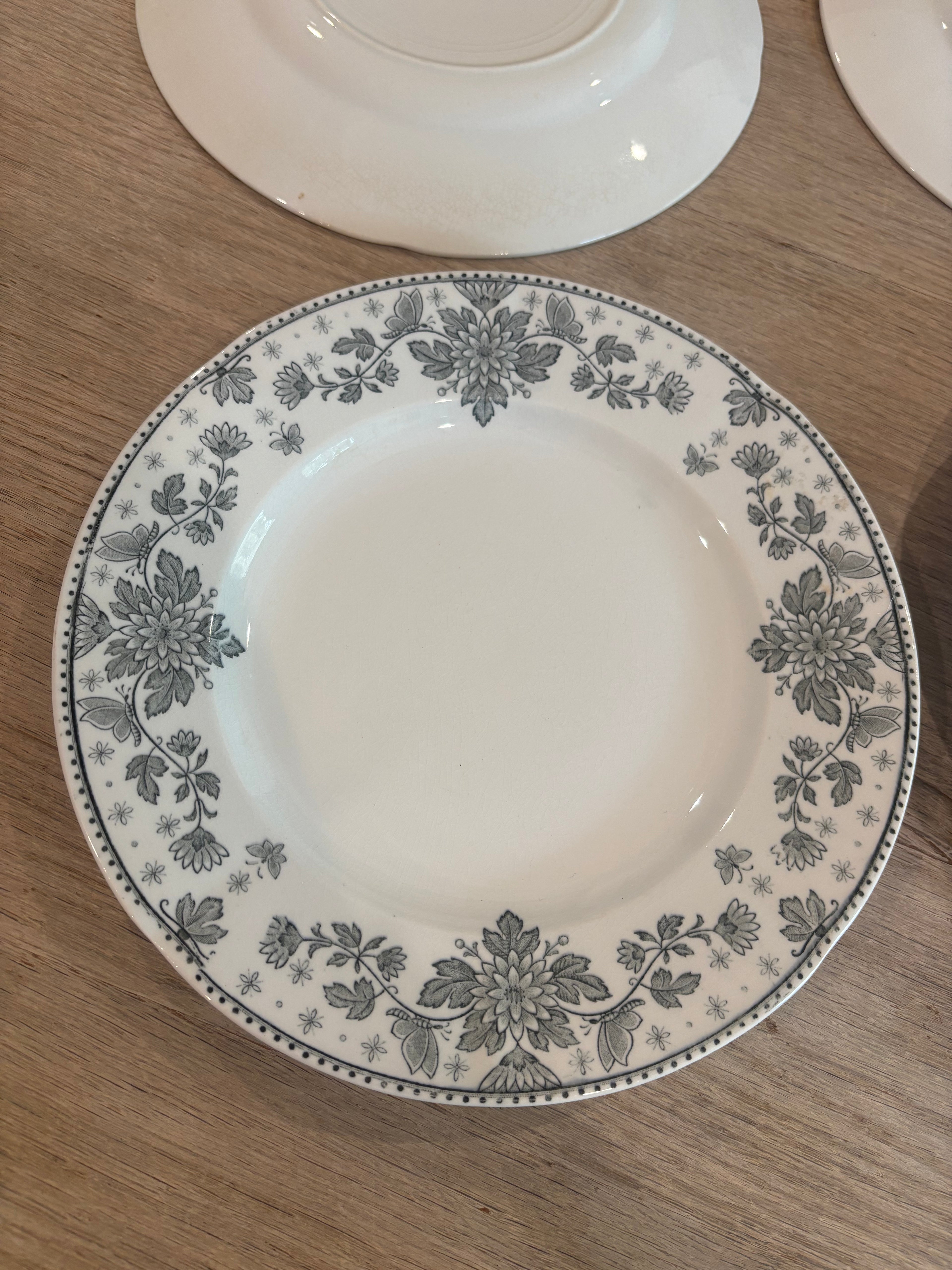 Antique French Estrées Black Transferware Plate by U&C Sarreguemines