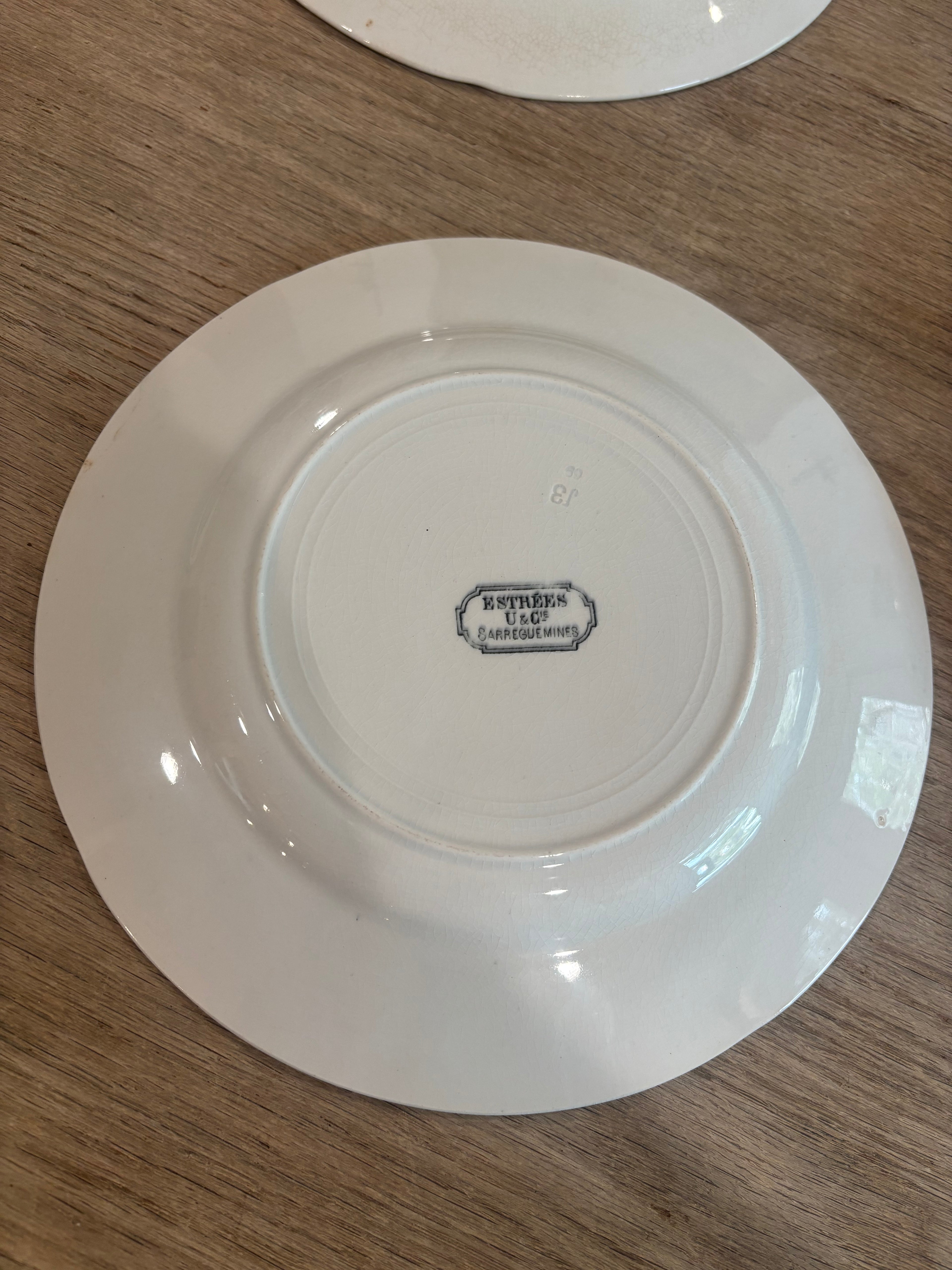 Antique French Estrées Black Transferware Plate by U&C Sarreguemines