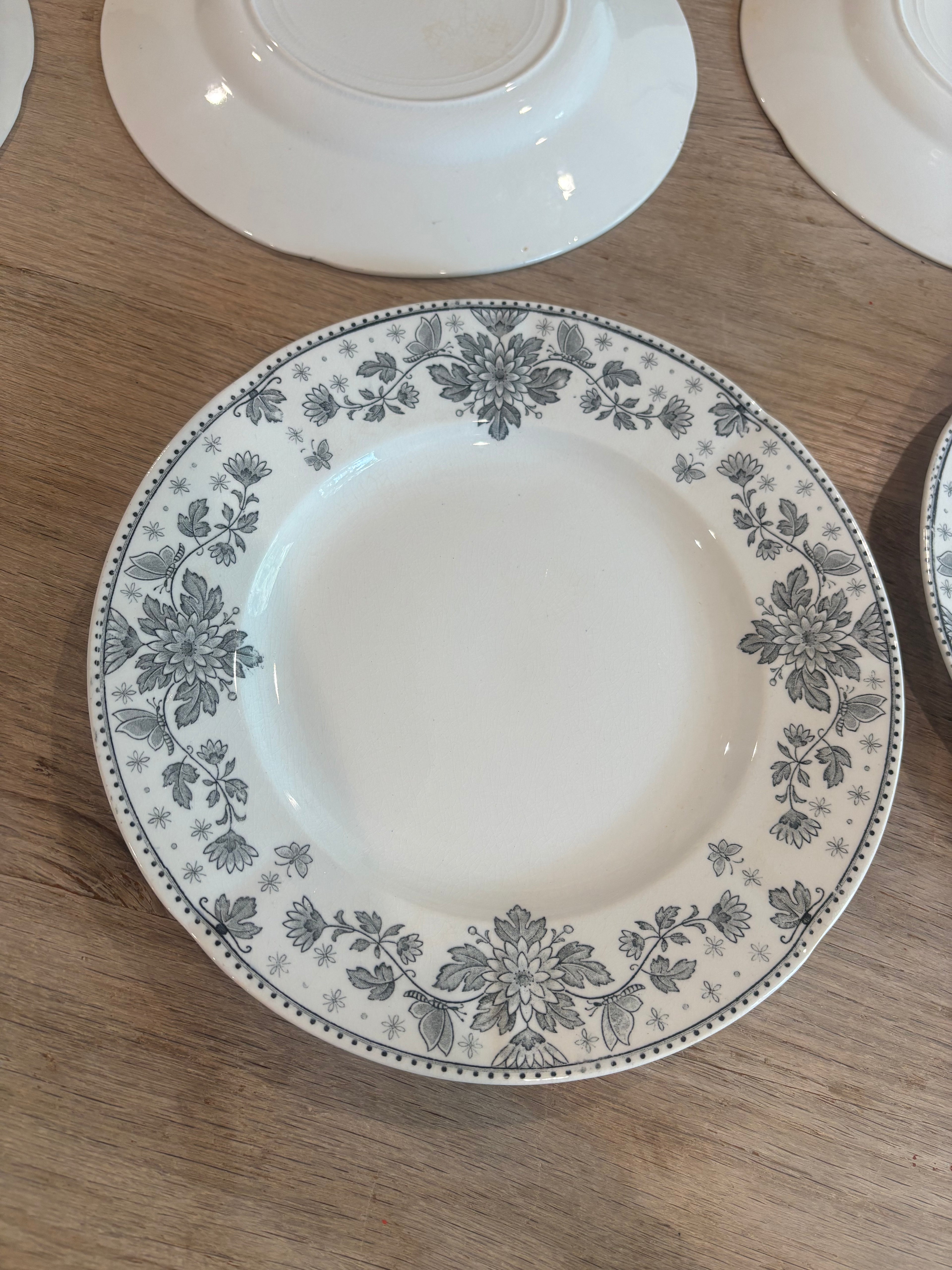 Antique French Estrées Black Transferware Plate by U&C Sarreguemines