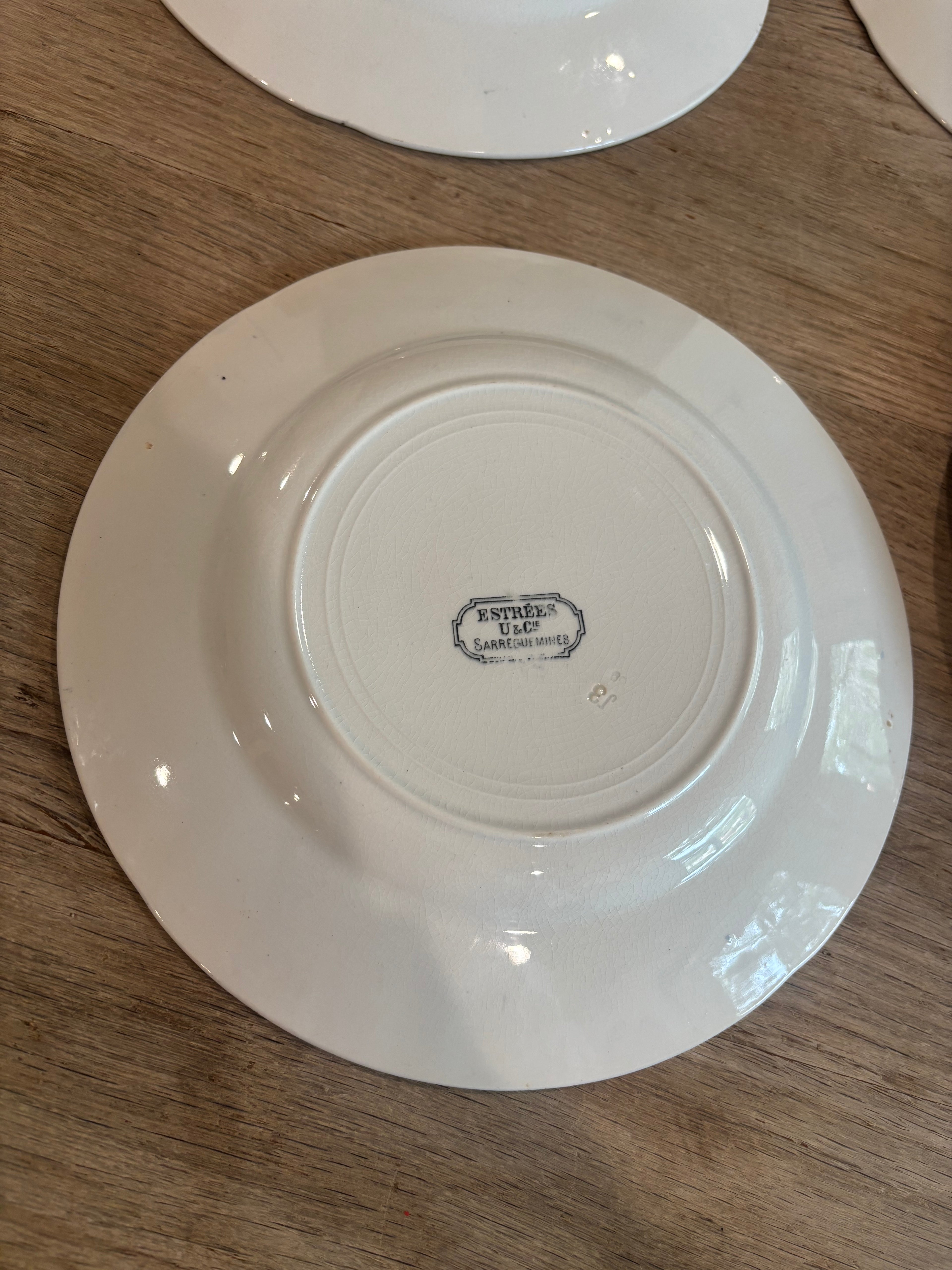 Antique French Estrées Black Transferware Plate by U&C Sarreguemines